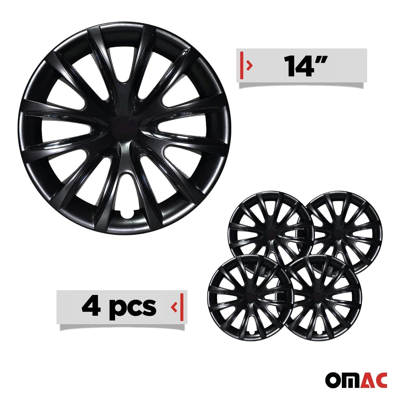 Bicolo Hub Caps Wheel Cover 14" Black & Black Full Set 4 pcs. - Image 3
