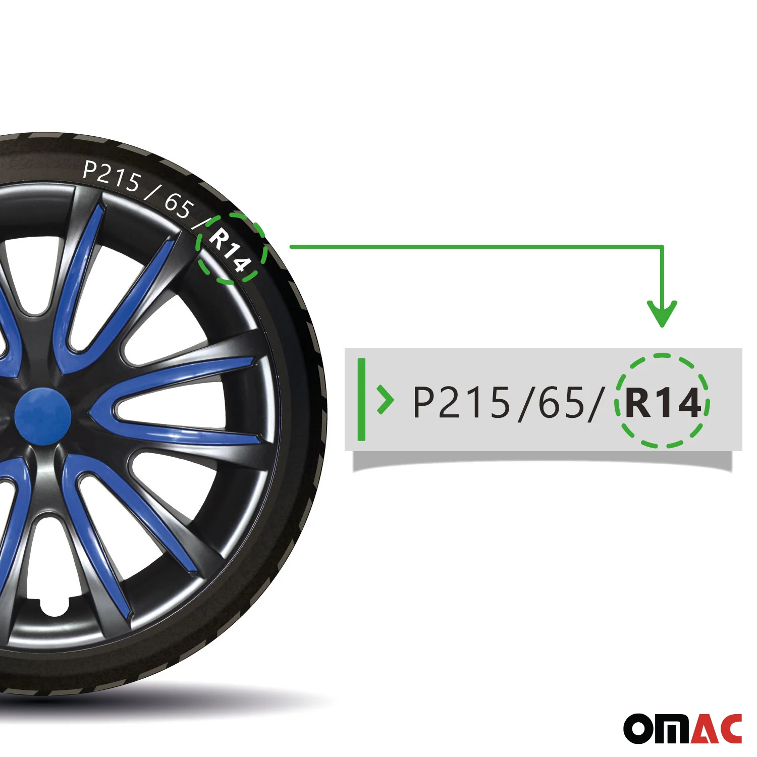 Bicolo Hub Caps Wheel Cover 14" Black & Dark Blue Full Set 4 pcs. - Image 7