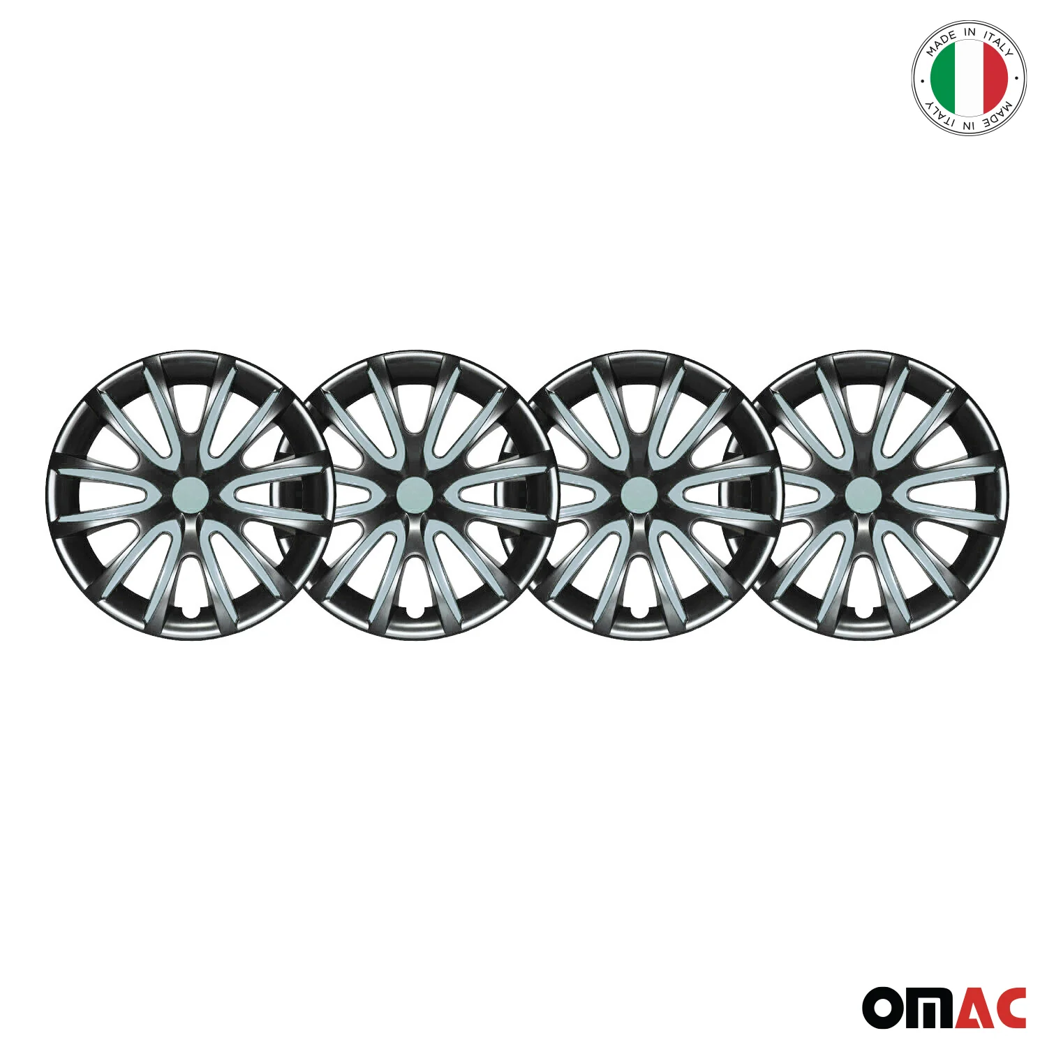 Bicolo Hub Caps Wheel Cover 14" Black & Hell Blue Full Set 4 pcs. - Image 8