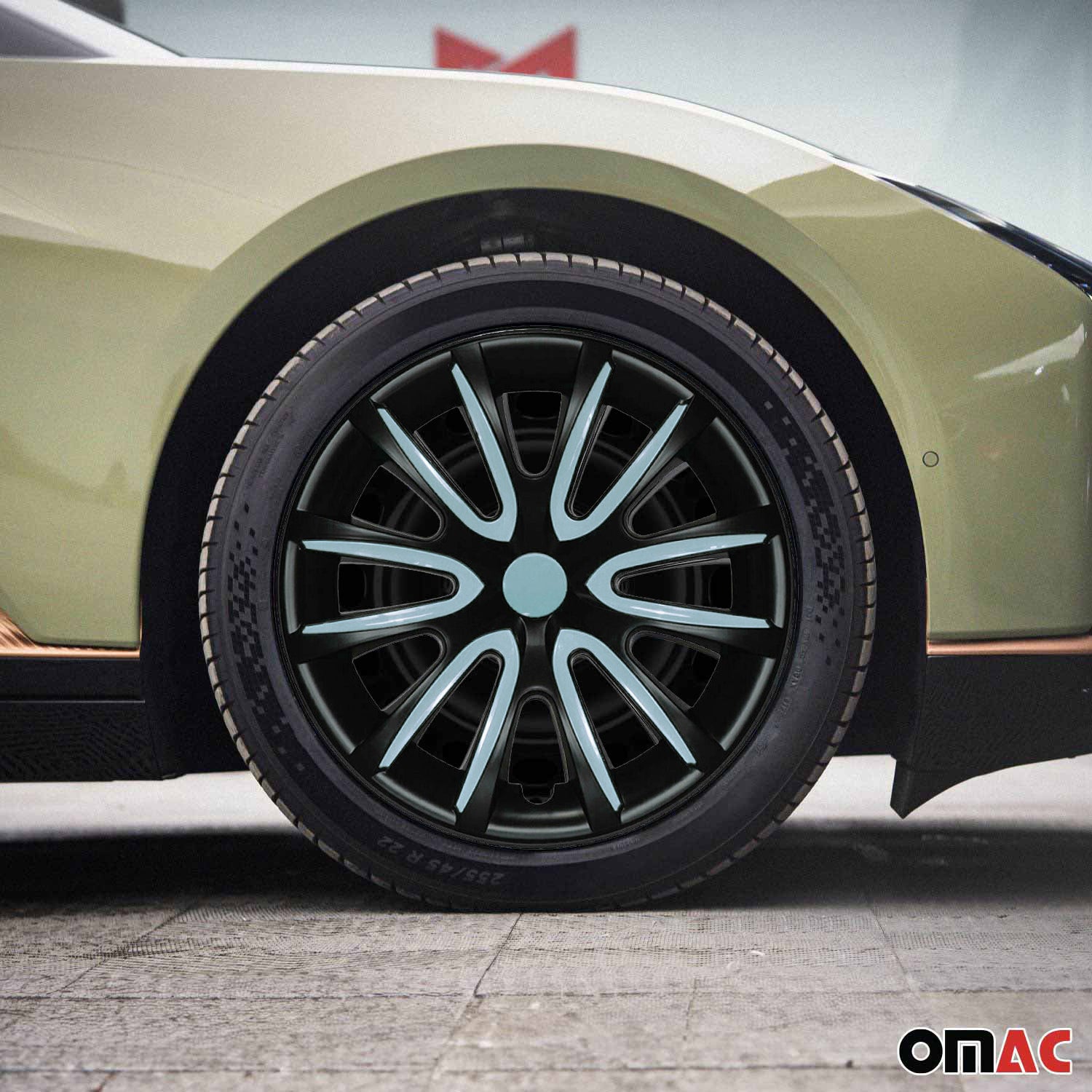 Bicolo Hub Caps Wheel Cover 14" Black Matt & Hell Blue Full Set 4 pcs. - Image 2