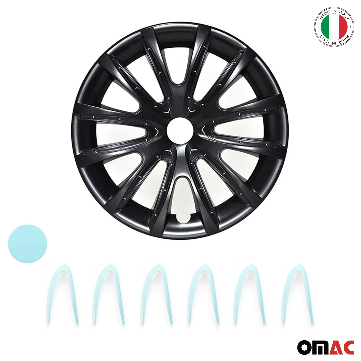 Bicolo Hub Caps Wheel Cover 14" Black Matt & Hell Blue Full Set 4 pcs. - Image 6