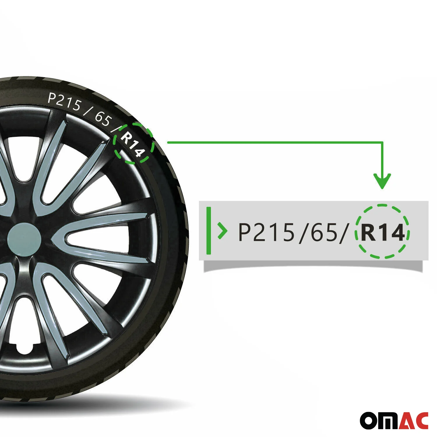 Bicolo Hub Caps Wheel Cover 14" Black Matt & Hell Blue Full Set 4 pcs. - Image 7