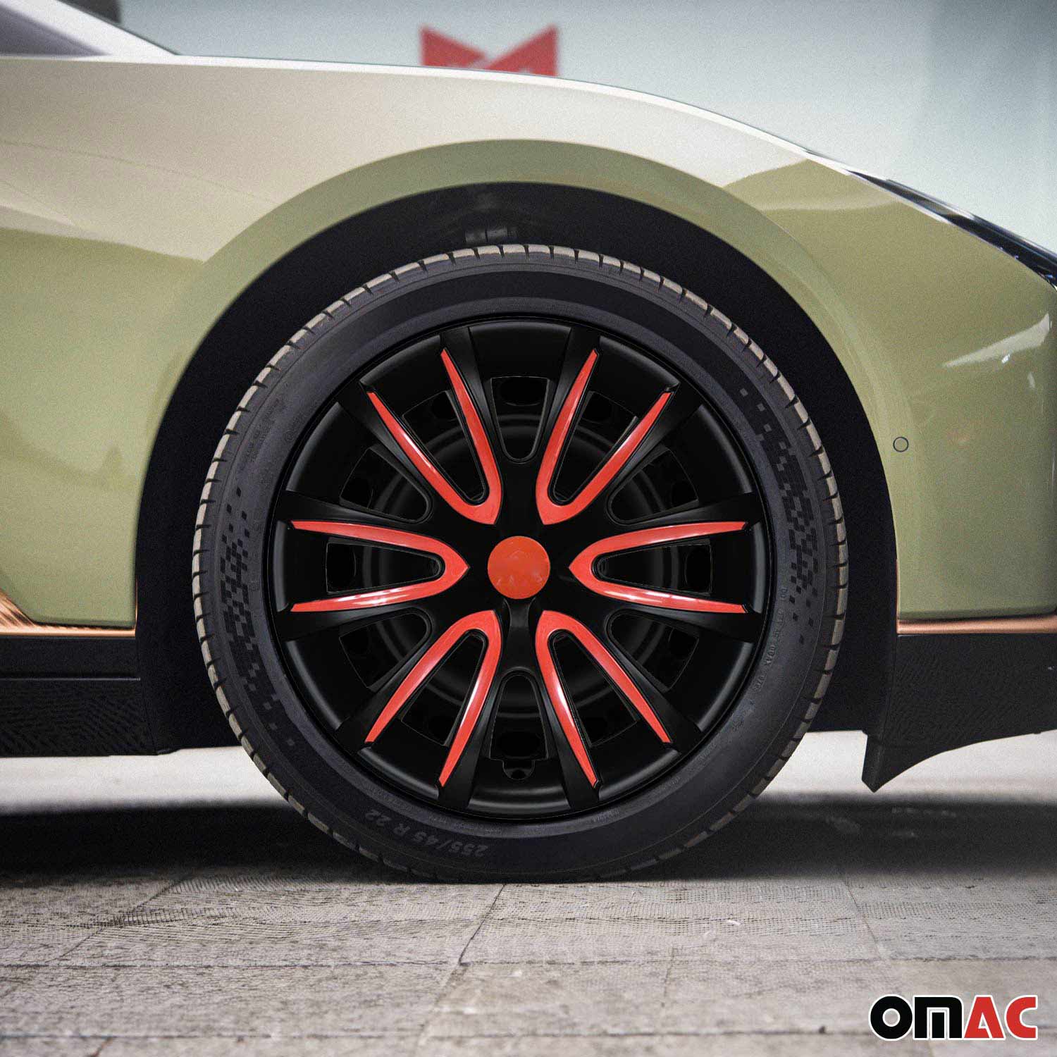 Bicolo Hub Caps Wheel Cover 14" Black Matt & Red Full Set 4 pcs. - Image 2