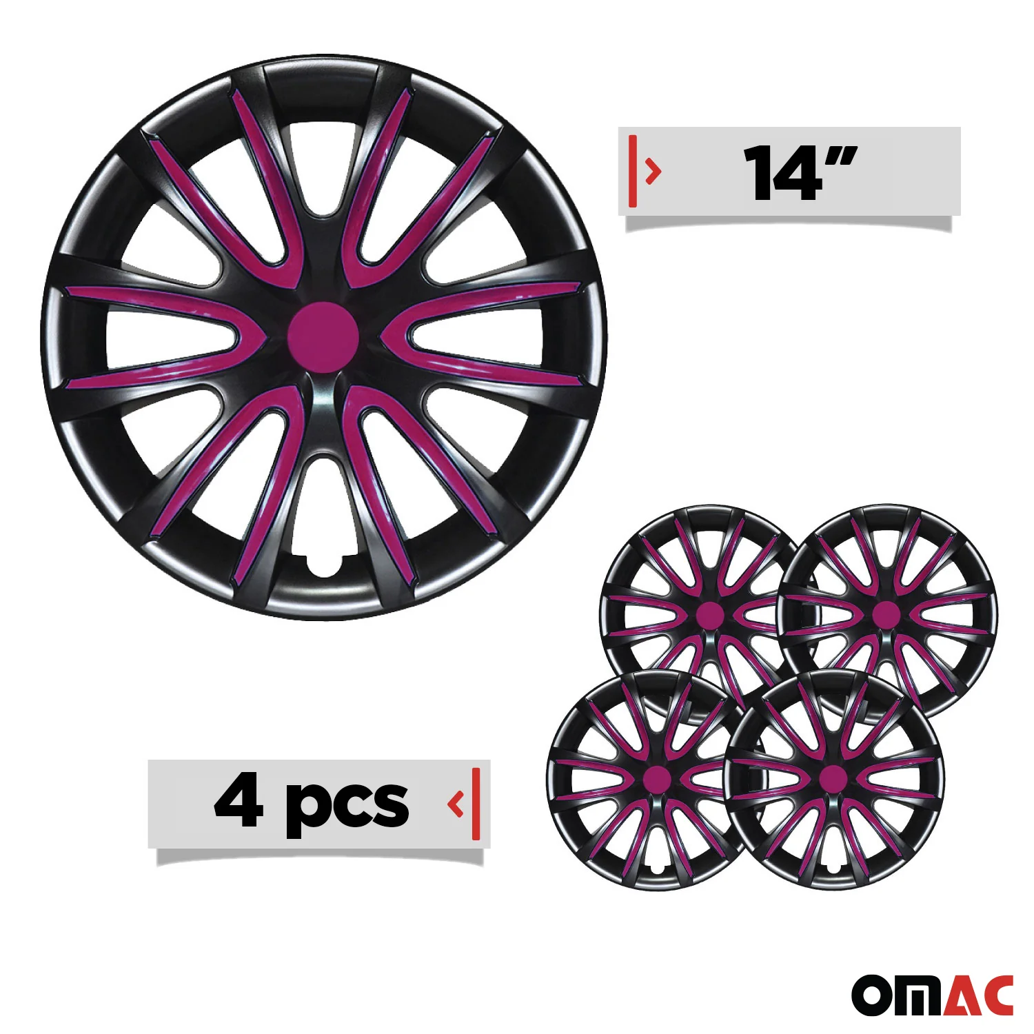 Bicolo Hub Caps Wheel Cover 14" Black & Violet Full Set 4 pcs. - Image 3