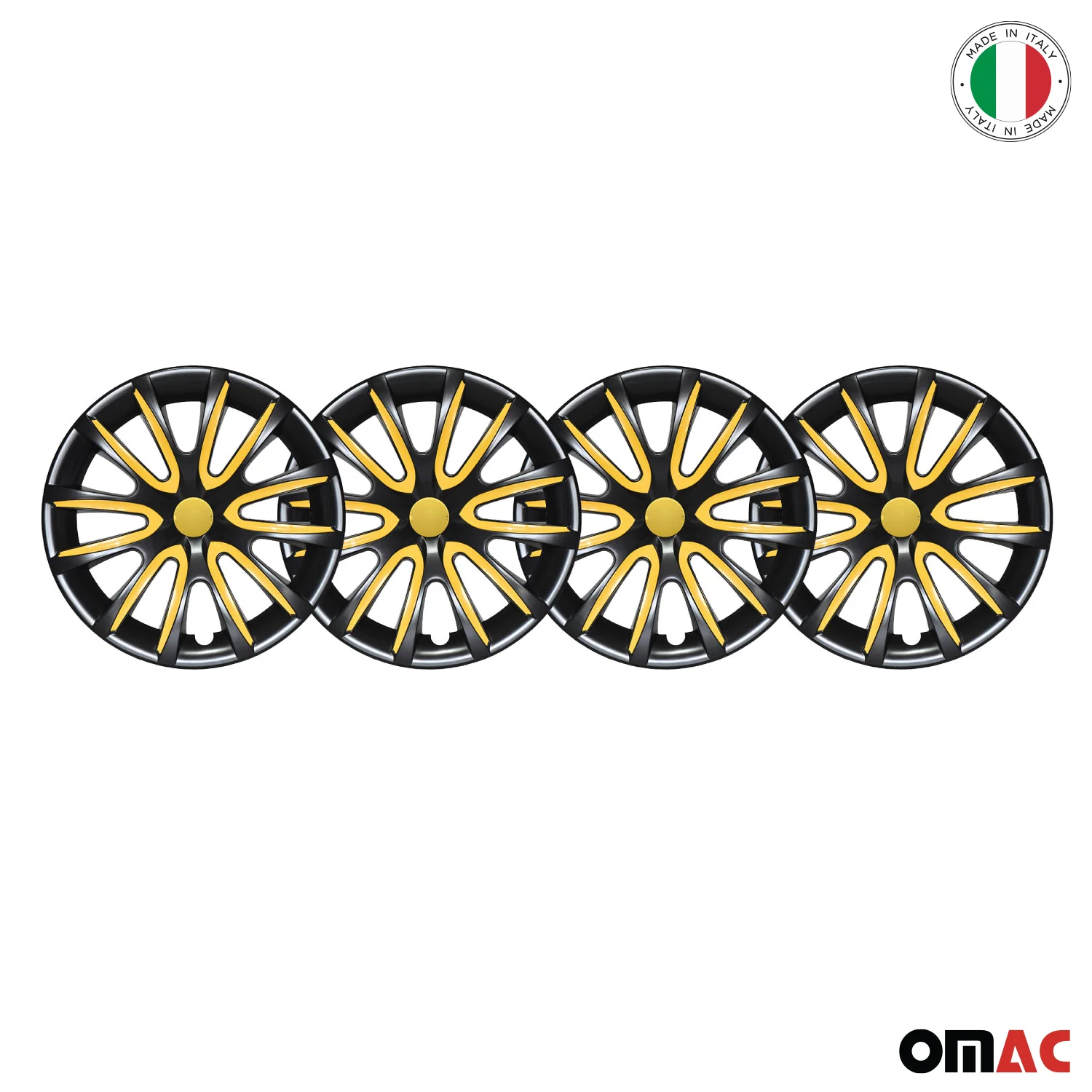 Bicolo Hub Caps Wheel Cover 14" Black & Yellow Full Set 4 pcs. - Image 8