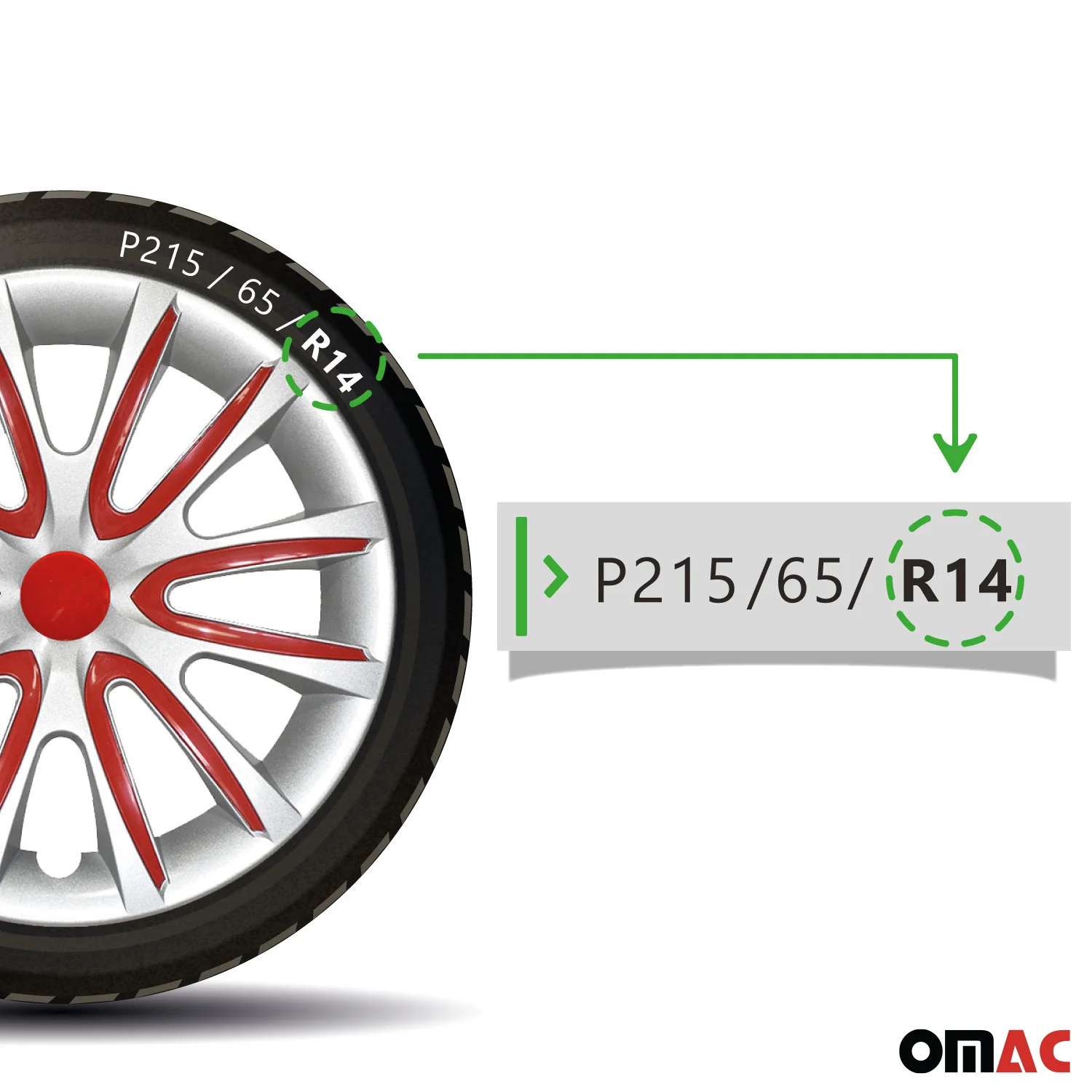 Bicolo Hub Caps Wheel Cover 14" Gray & Red Full Set 4 pcs. - Image 7