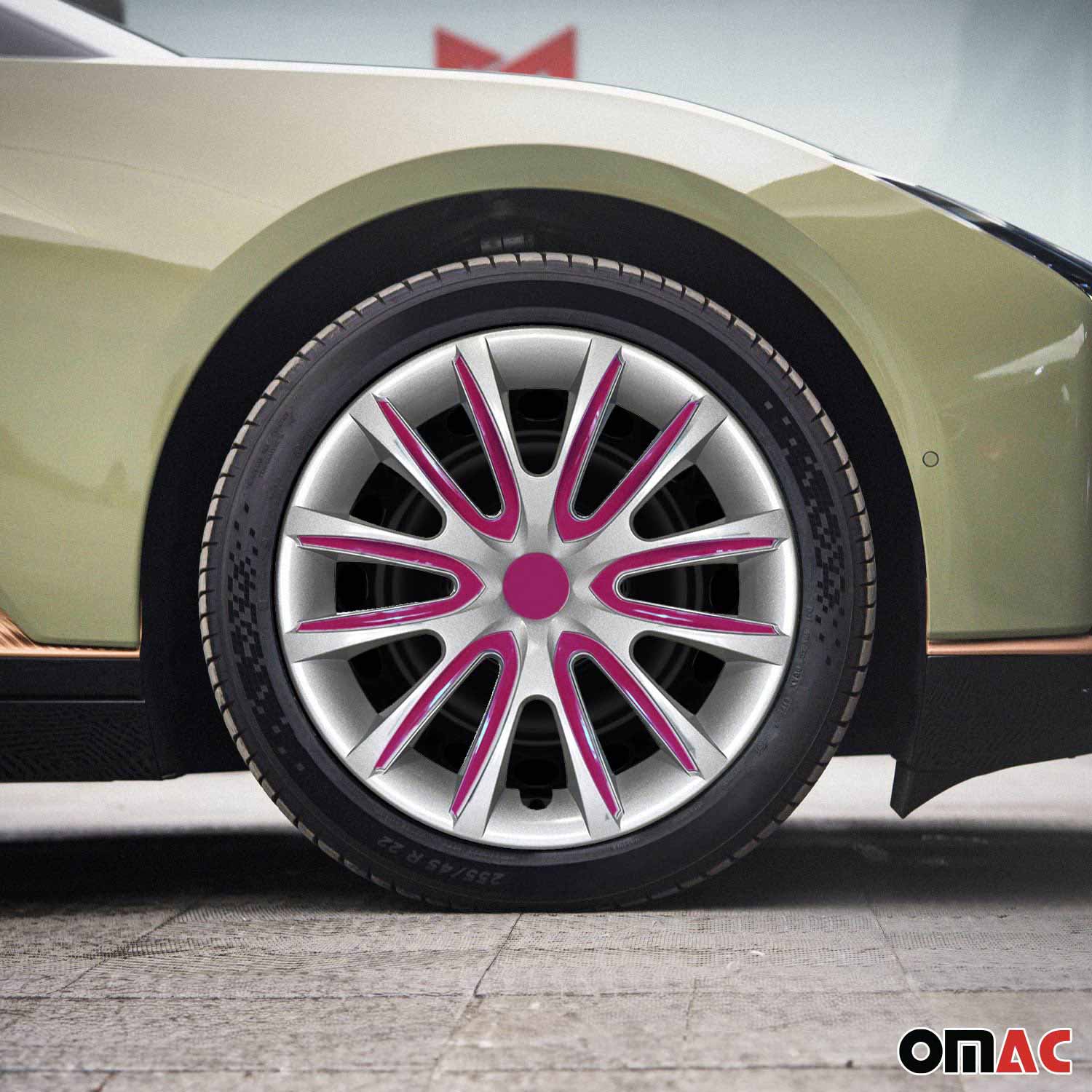 Bicolo Hub Caps Wheel Cover 14" Gray & Violet Full Set 4 pcs. - Image 2