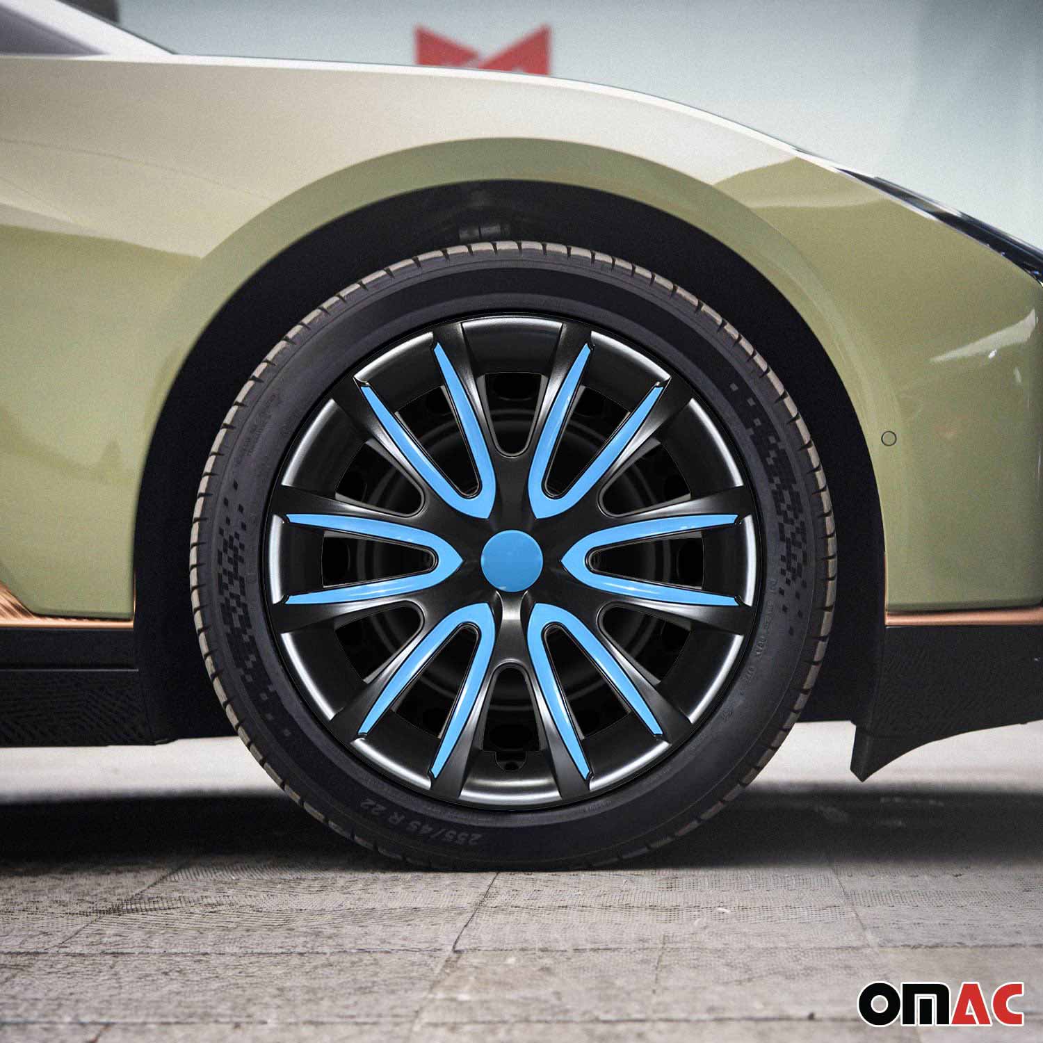 Bicolo Hub Caps Wheel Cover 15" Black & Blue Full Set 4 pcs. - Image 2
