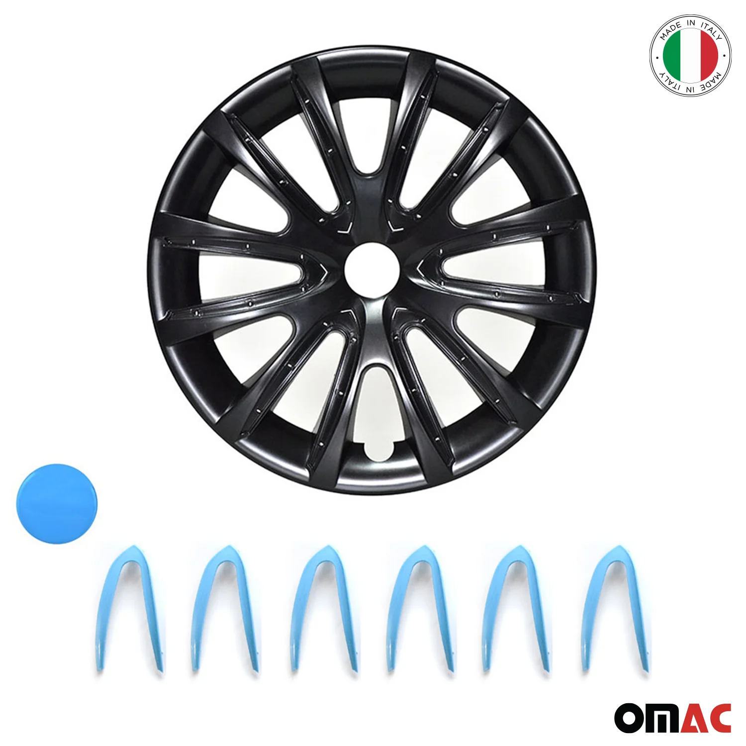Bicolo Hub Caps Wheel Cover 15" Black & Blue Full Set 4 pcs. - Image 6