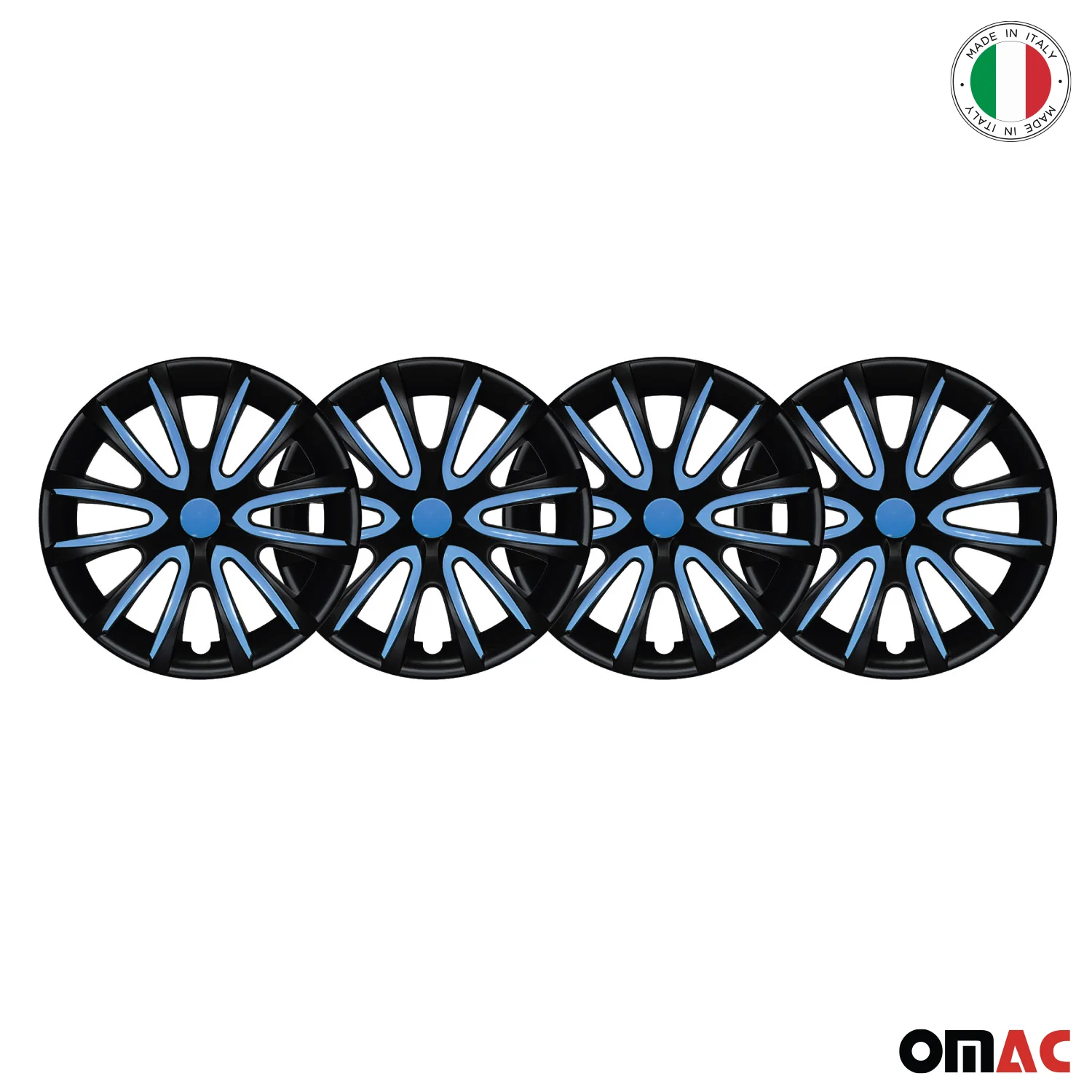 Bicolo Hub Caps Wheel Cover 15" Black Matt & Blue Full Set 4 pcs. - Image 8