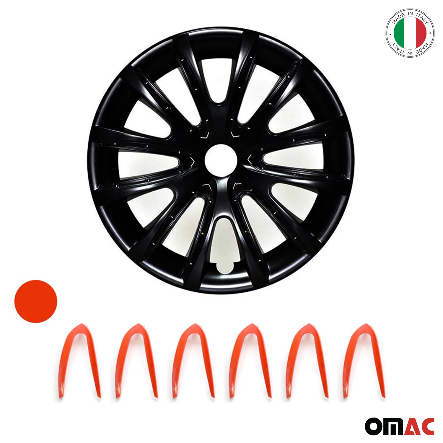 Bicolo Hub Caps Wheel Cover 15" Black Matt & Red Full Set 4 pcs. - Image 6