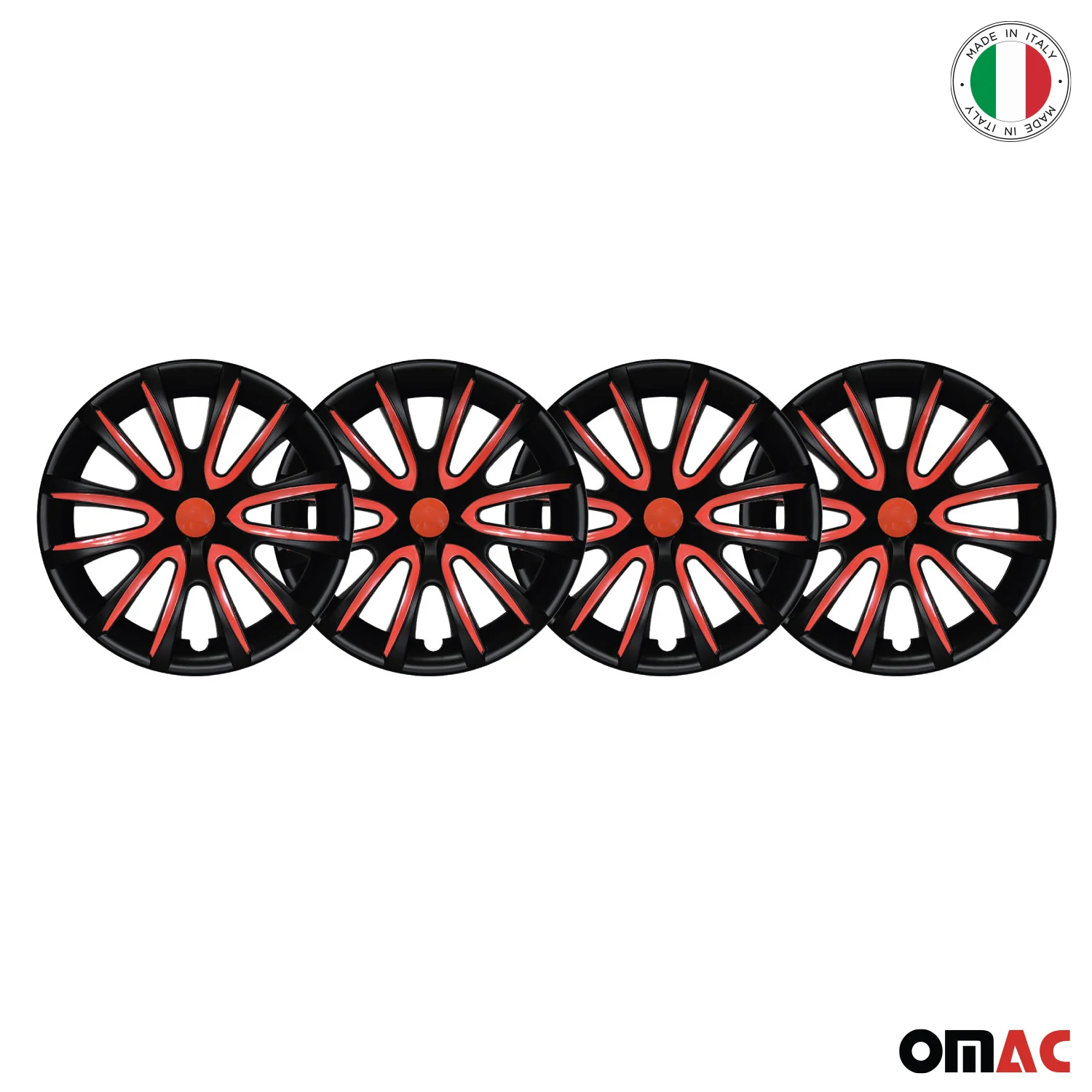Bicolo Hub Caps Wheel Cover 15" Black Matt & Red Full Set 4 pcs. - Image 8