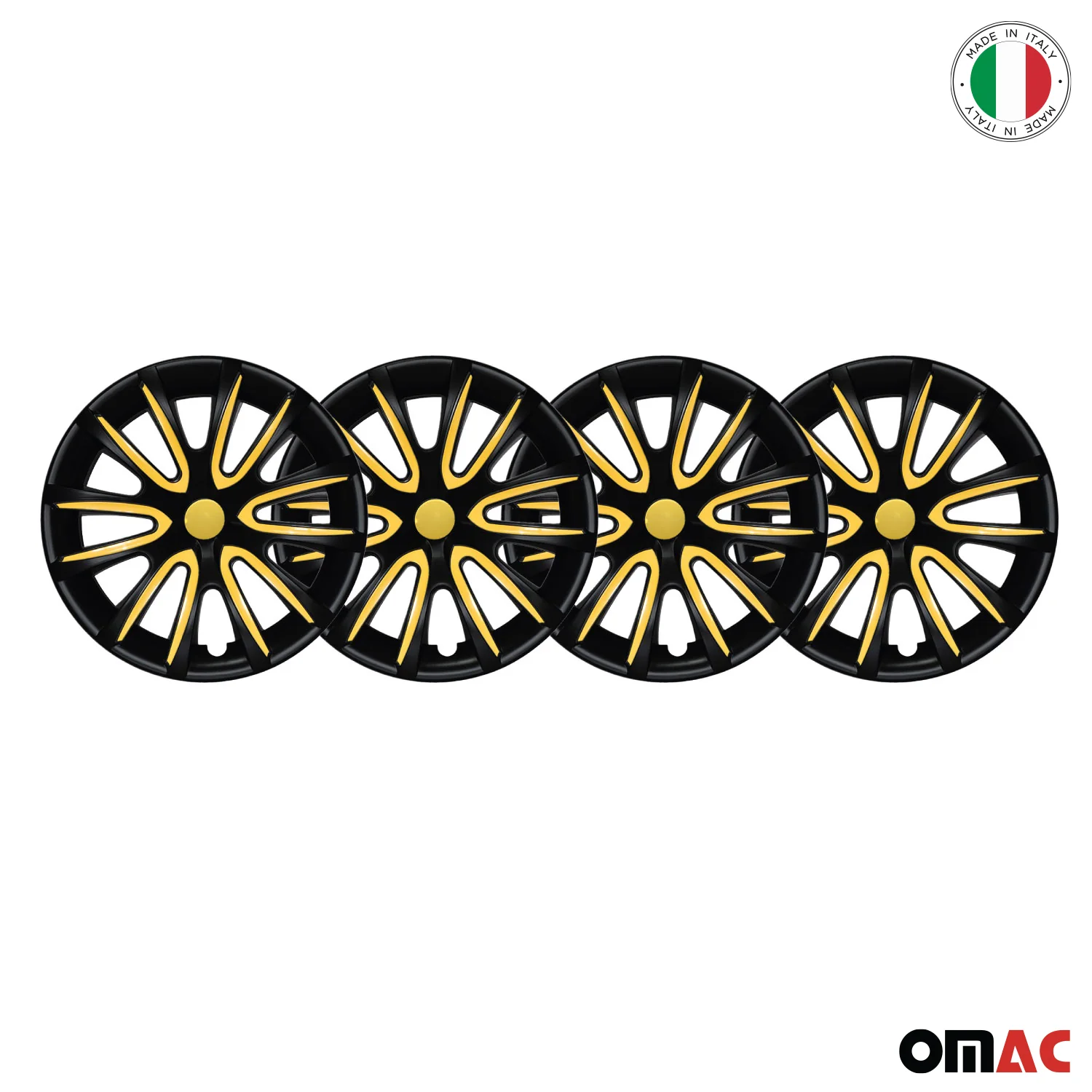 Bicolo Hub Caps Wheel Cover 15" Black Matt & Yellow Full Set 4 pcs. - Image 8