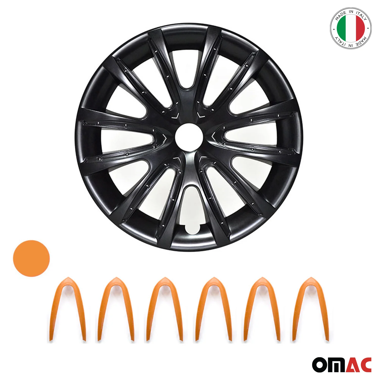 Bicolo Hub Caps Wheel Cover 15" Black & Orange Full Set 4 pcs. - Image 6