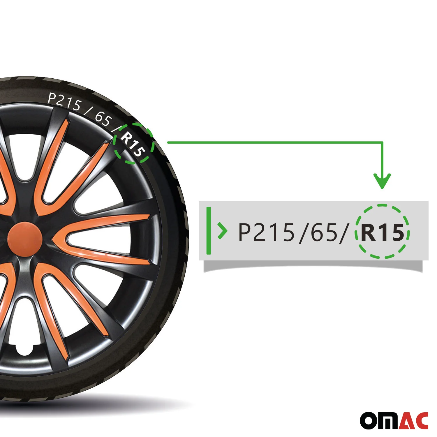 Bicolo Hub Caps Wheel Cover 15" Black & Orange Full Set 4 pcs. - Image 7