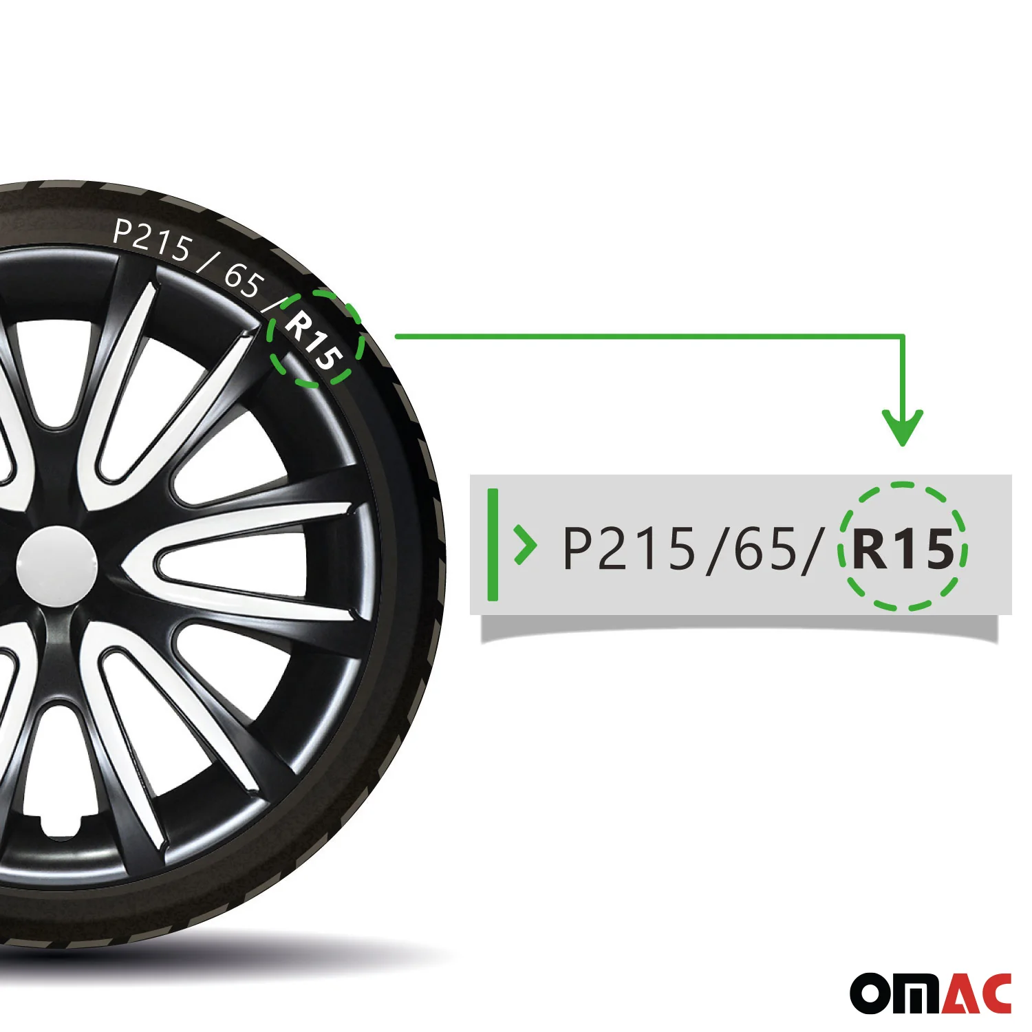 Bicolo Hub Caps Wheel Cover 15" Black & White Full Set 4 pcs. - Image 7