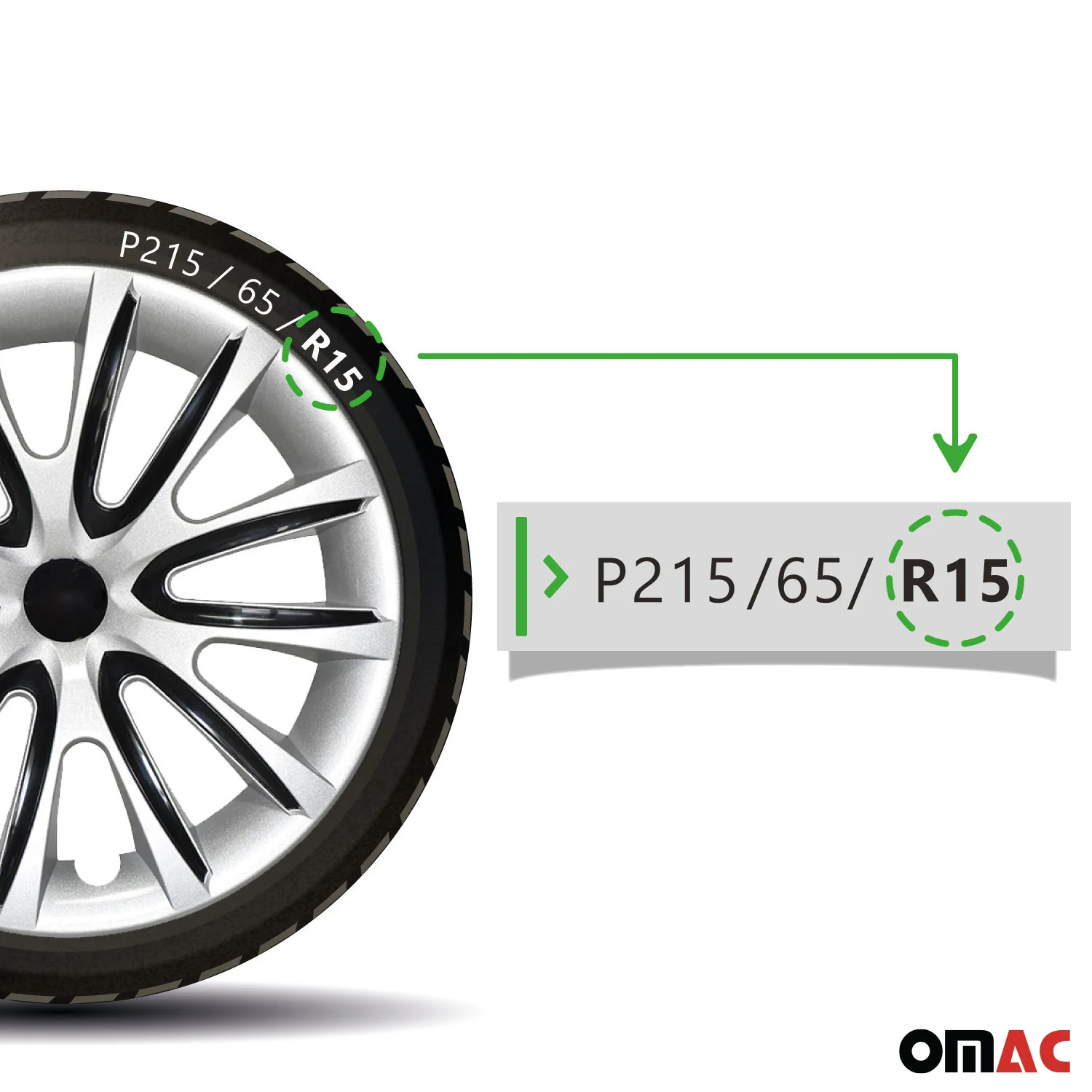 Bicolo Hub Caps Wheel Cover 15" Gray & Black Full Set 4 pcs. - Image 7