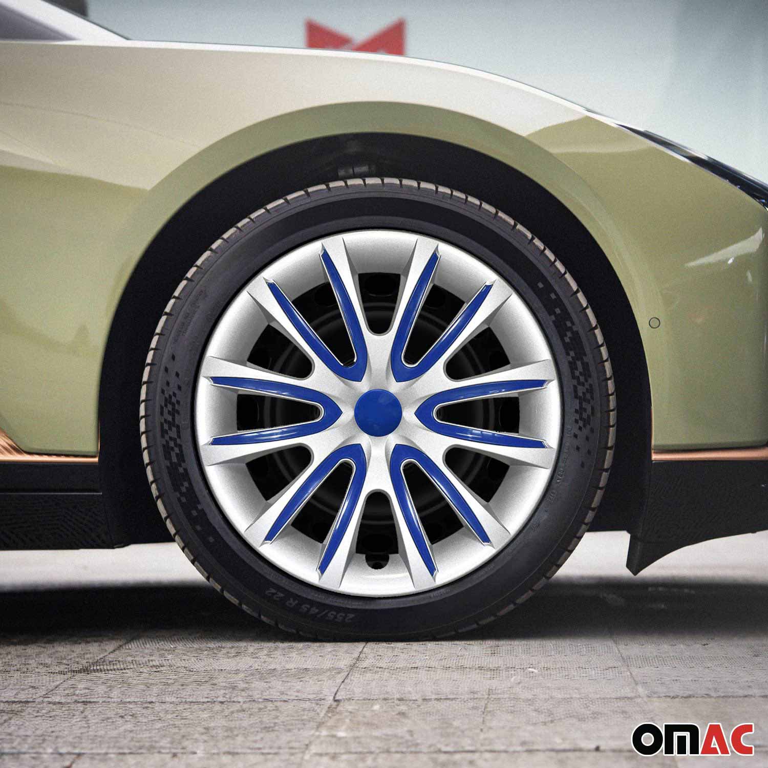 Bicolo Hub Caps Wheel Cover 15" Gray & Dark Blue Full Set 4 pcs. - Image 2