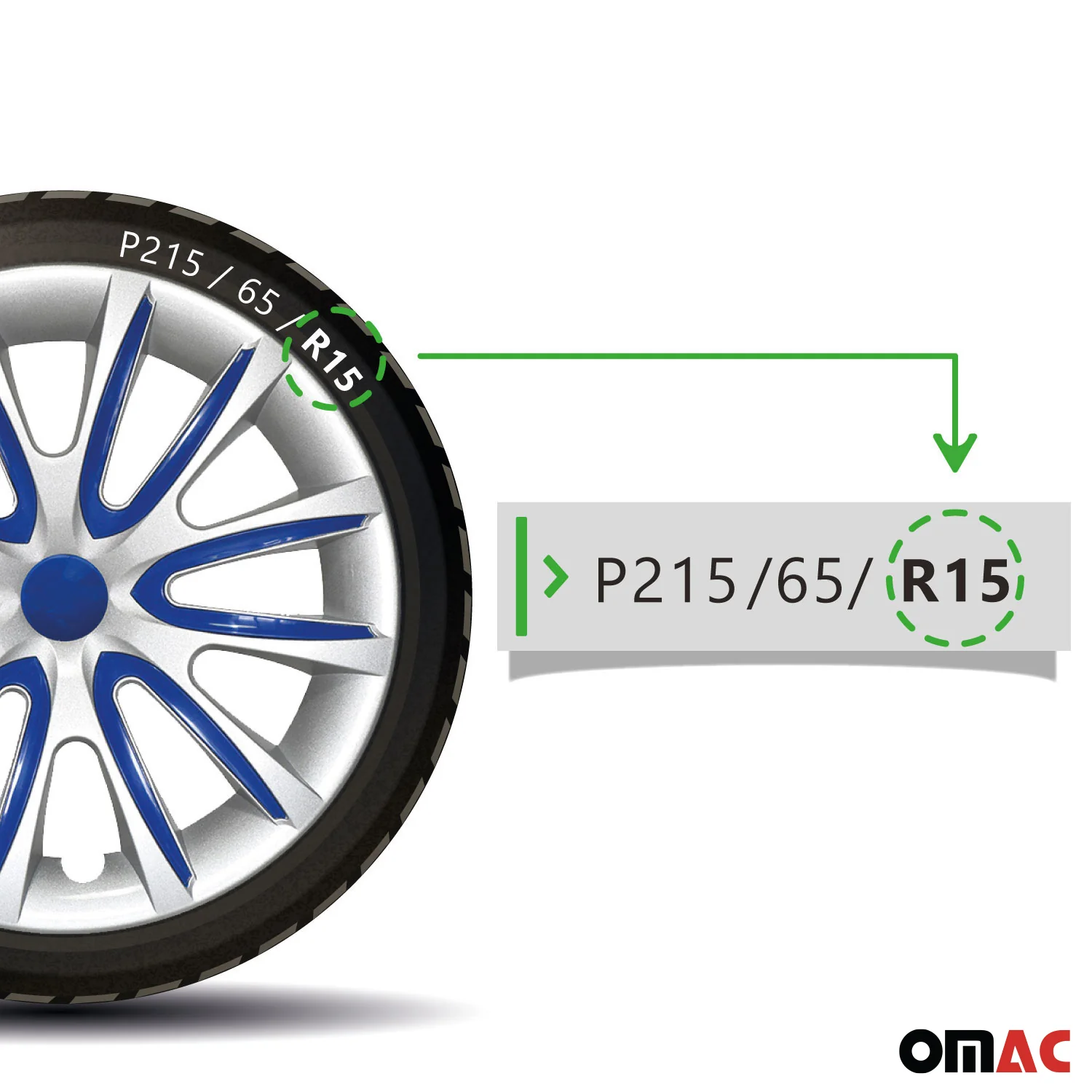 Bicolo Hub Caps Wheel Cover 15" Gray & Dark Blue Full Set 4 pcs. - Image 7