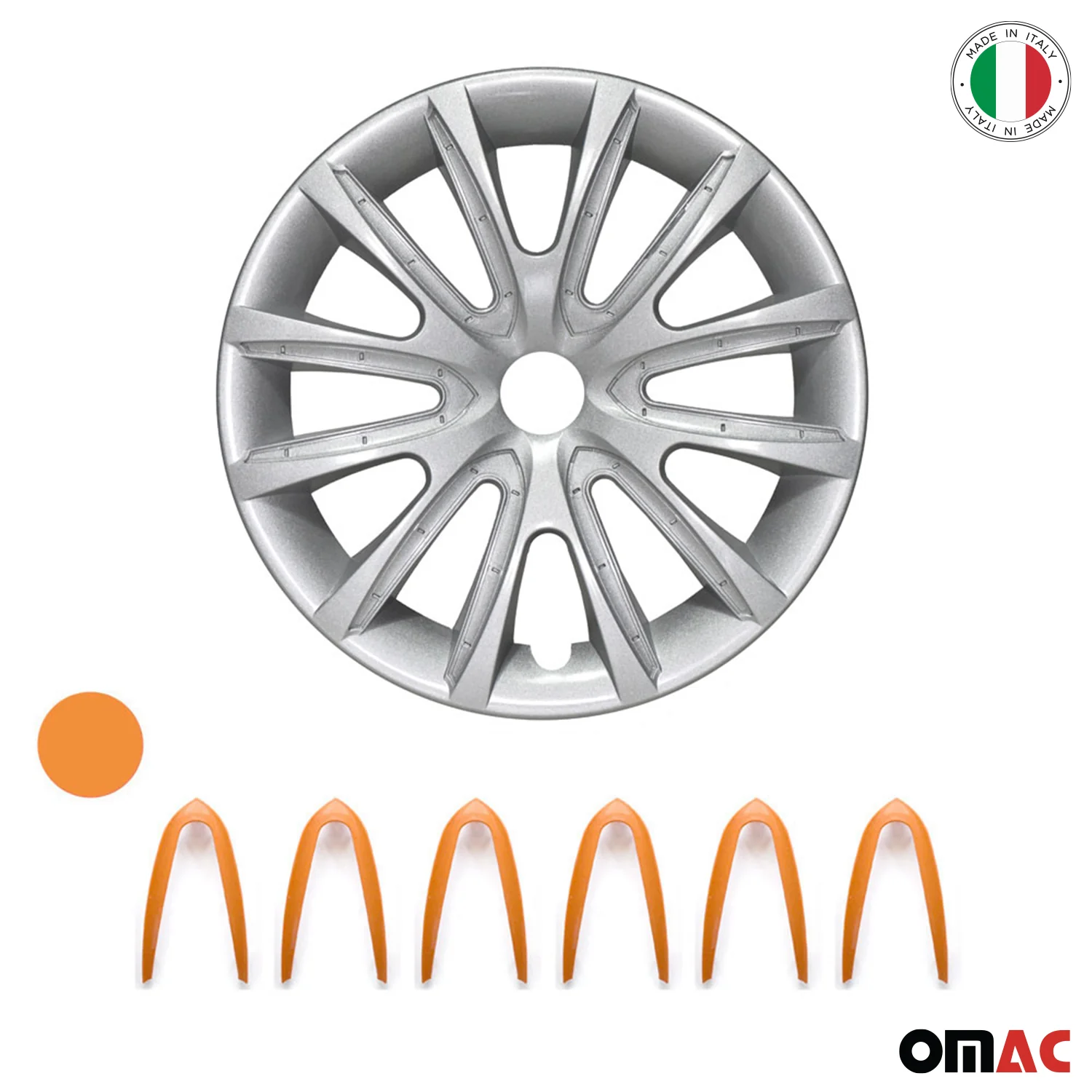 Bicolo Hub Caps Wheel Cover 15" Gray & Orange Full Set 4 pcs. - Image 6