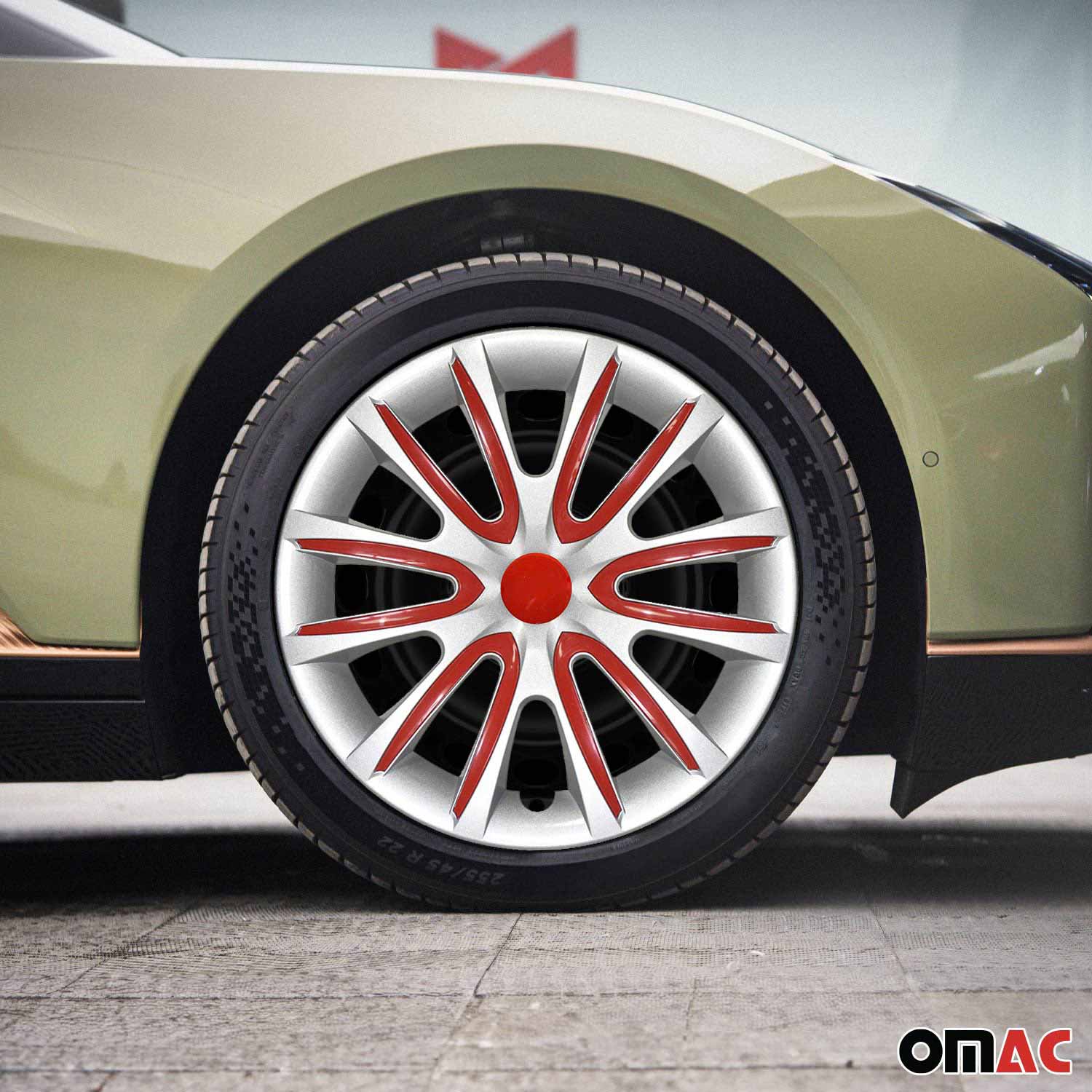 Bicolo Hub Caps Wheel Cover 15" Gray & Red Full Set 4 pcs. - Image 2