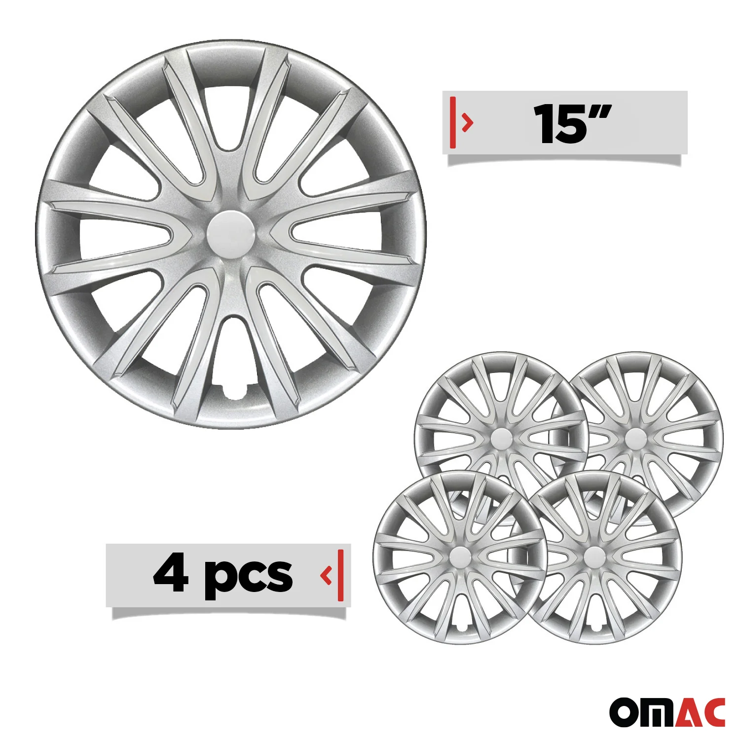 Bicolo Hub Caps Wheel Cover 15" Gray & White Full Set 4 pcs. - Image 3