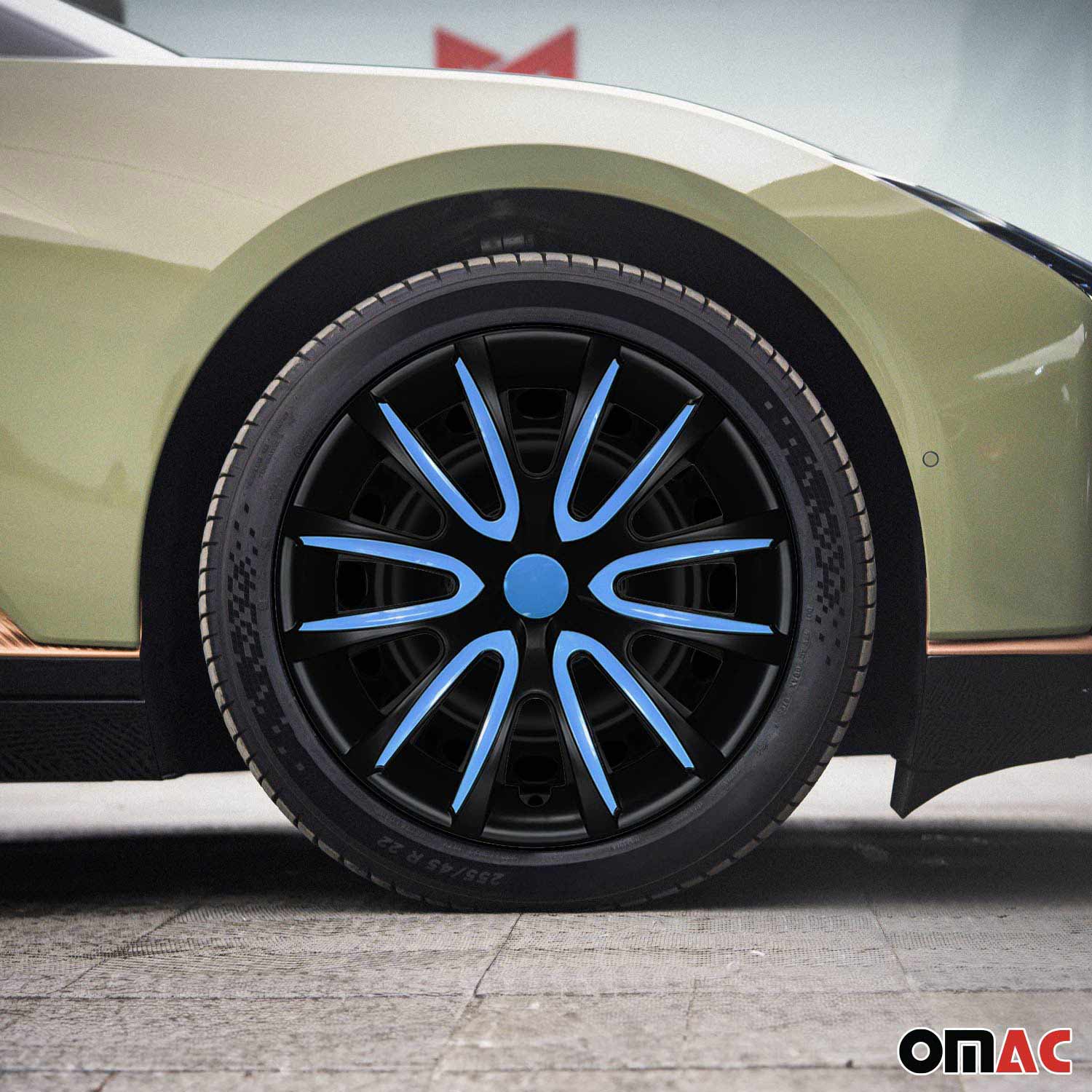 Bicolo Hub Caps Wheel Cover 16" Black Matt & Blue Full Set 4 pcs. - Image 2