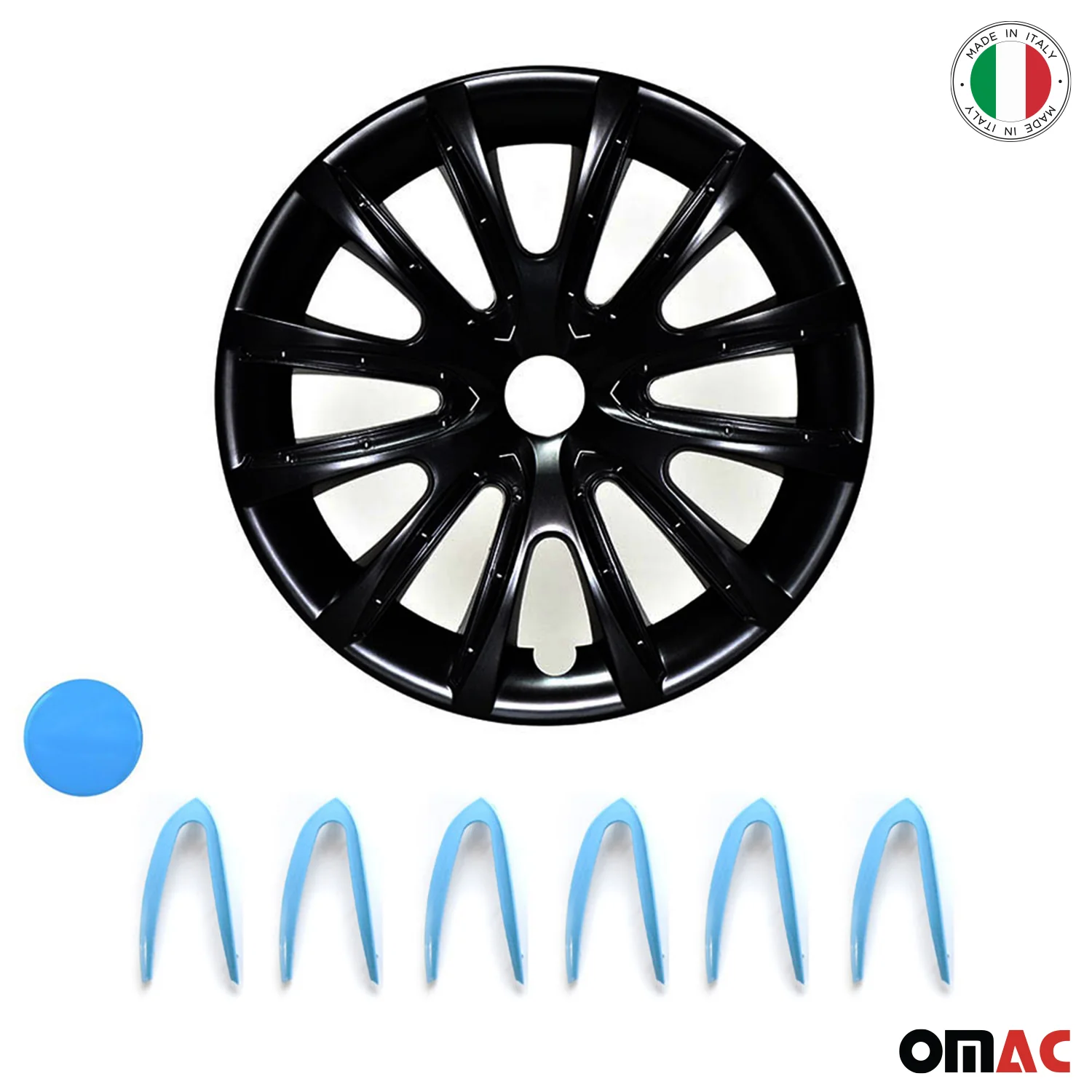 Bicolo Hub Caps Wheel Cover 16" Black Matt & Blue Full Set 4 pcs. - Image 6