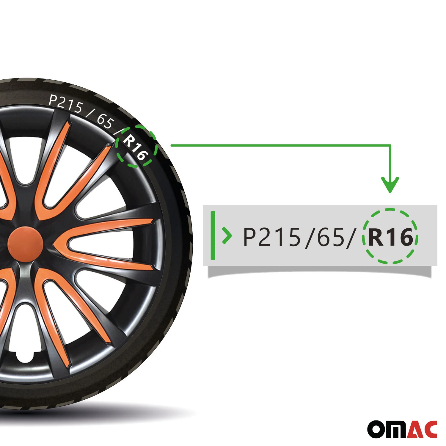 Bicolo Hub Caps Wheel Cover 16" Black & Orange Full Set 4 pcs. - Image 7