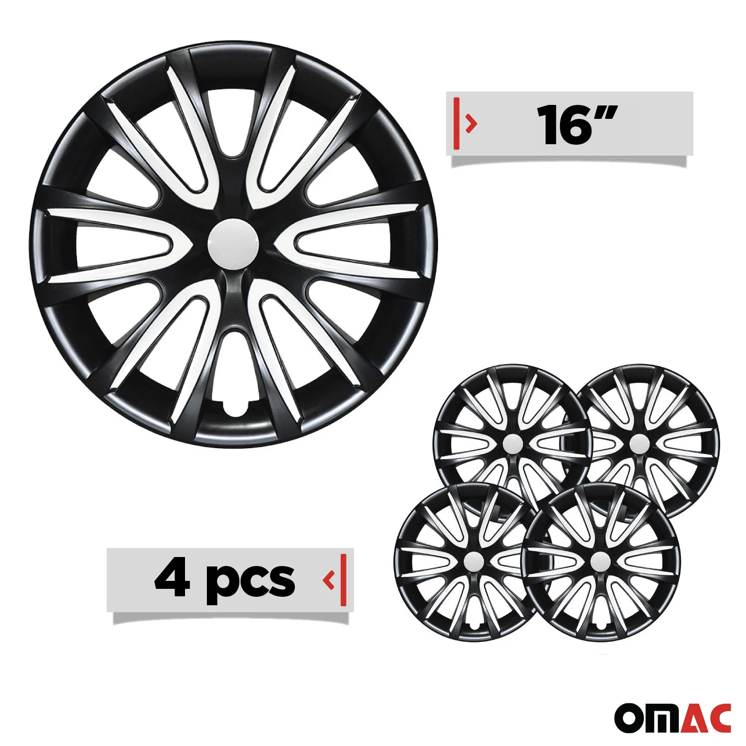 Bicolo Hub Caps Wheel Cover 16" Black & White Full Set 4 pcs. - Image 3