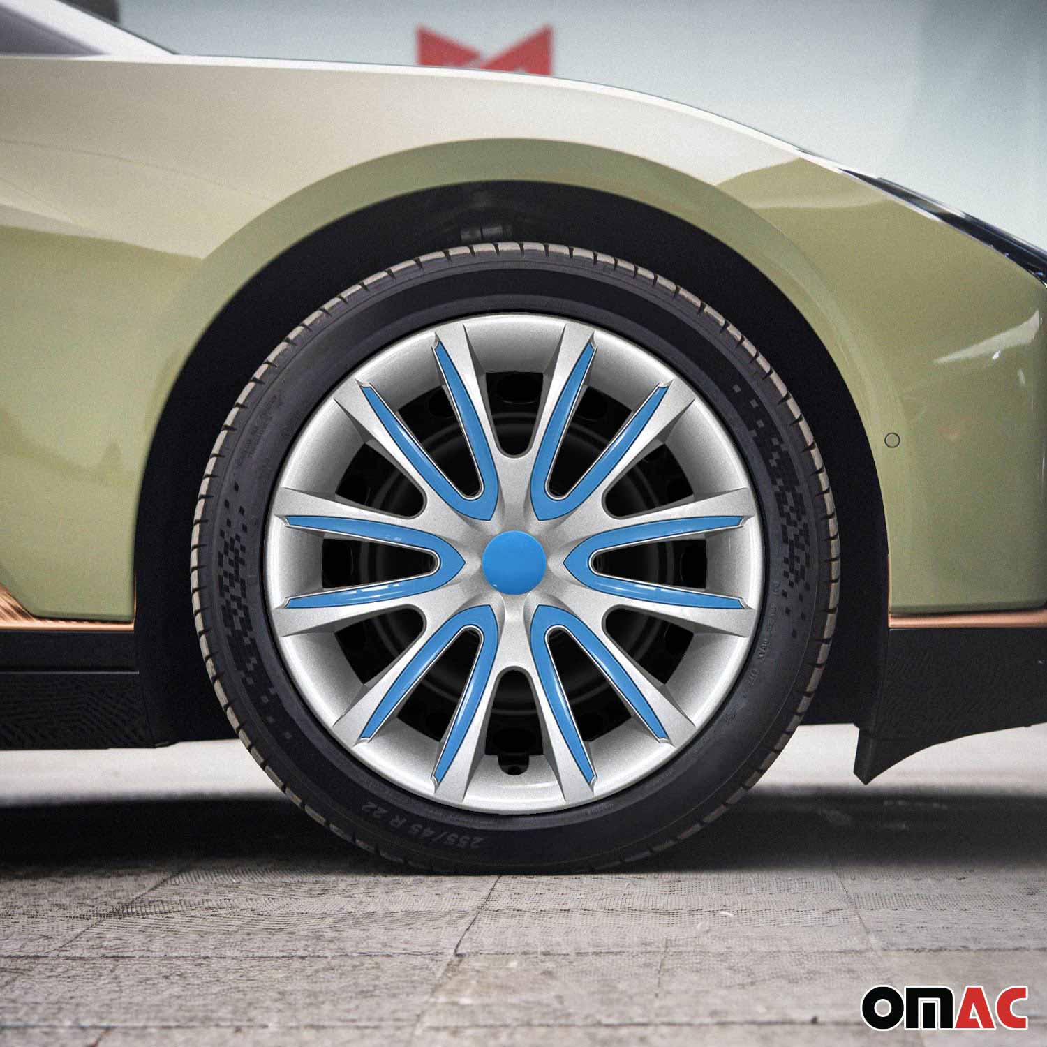 Bicolo Hub Caps Wheel Cover 16" Gray & Blue Full Set 4 pcs. - Image 2