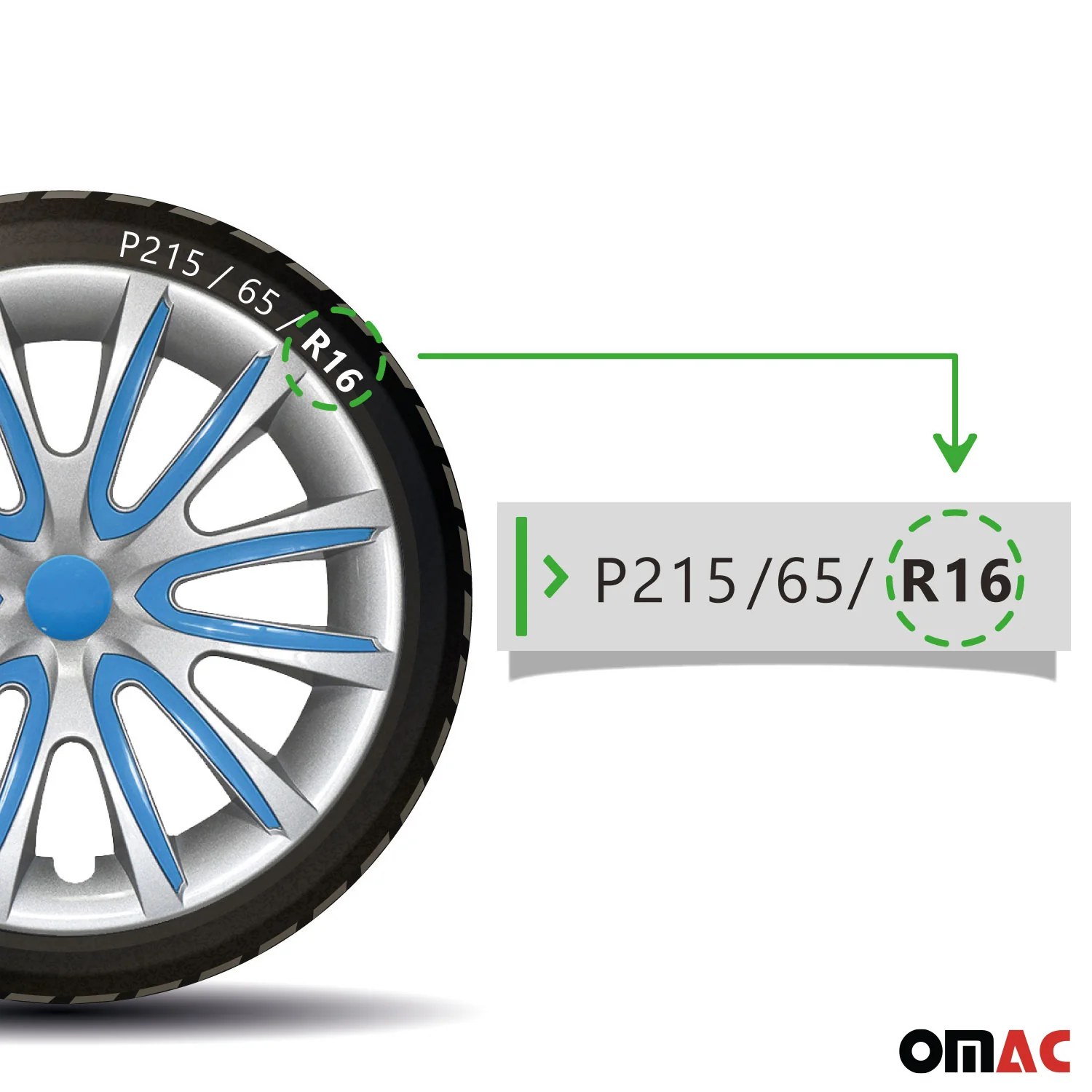 Bicolo Hub Caps Wheel Cover 16" Gray & Blue Full Set 4 pcs. - Image 7