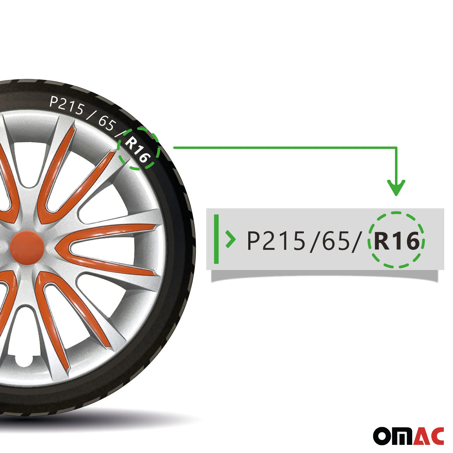 Bicolo Hub Caps Wheel Cover 16" Gray & Orange Full Set 4 pcs. - Image 7