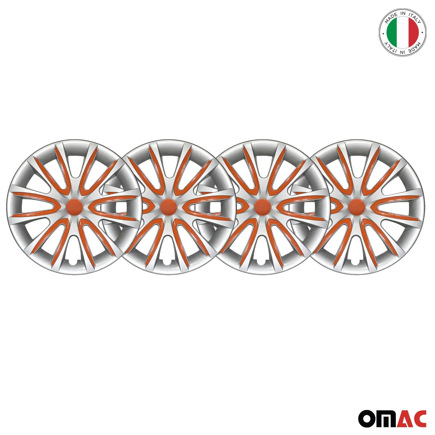 Bicolo Hub Caps Wheel Cover 16" Gray & Orange Full Set 4 pcs. - Image 8