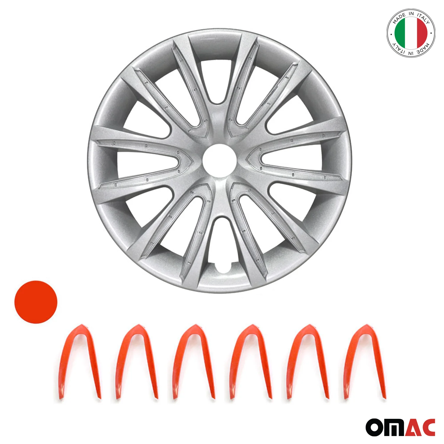 Bicolo Hub Caps Wheel Cover 16" Gray & Red Full Set 4 pcs. - Image 6
