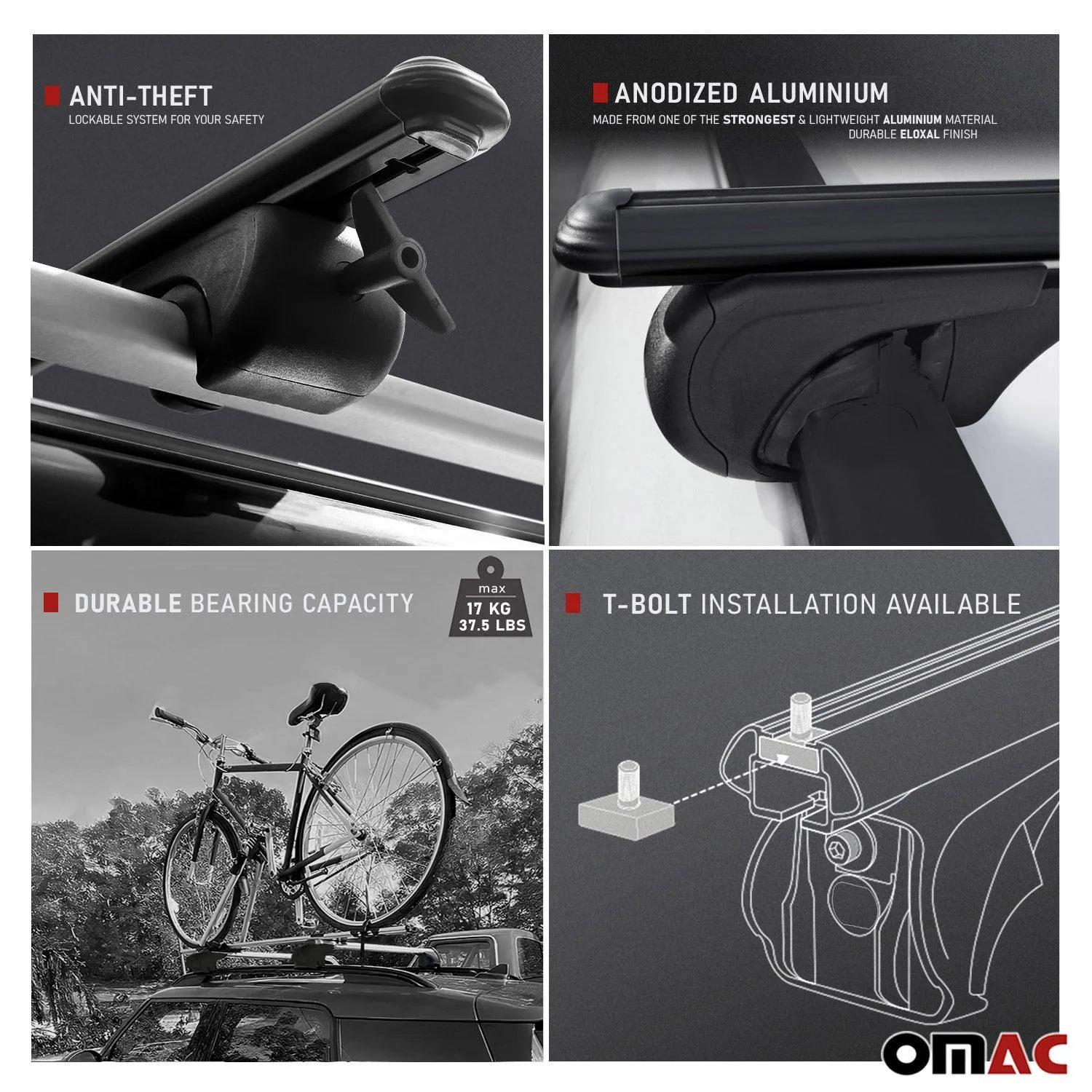 2018-2024 GMC Terrain / Terrain Denali Bike Rack Carrier Roof Racks Set - Image 3