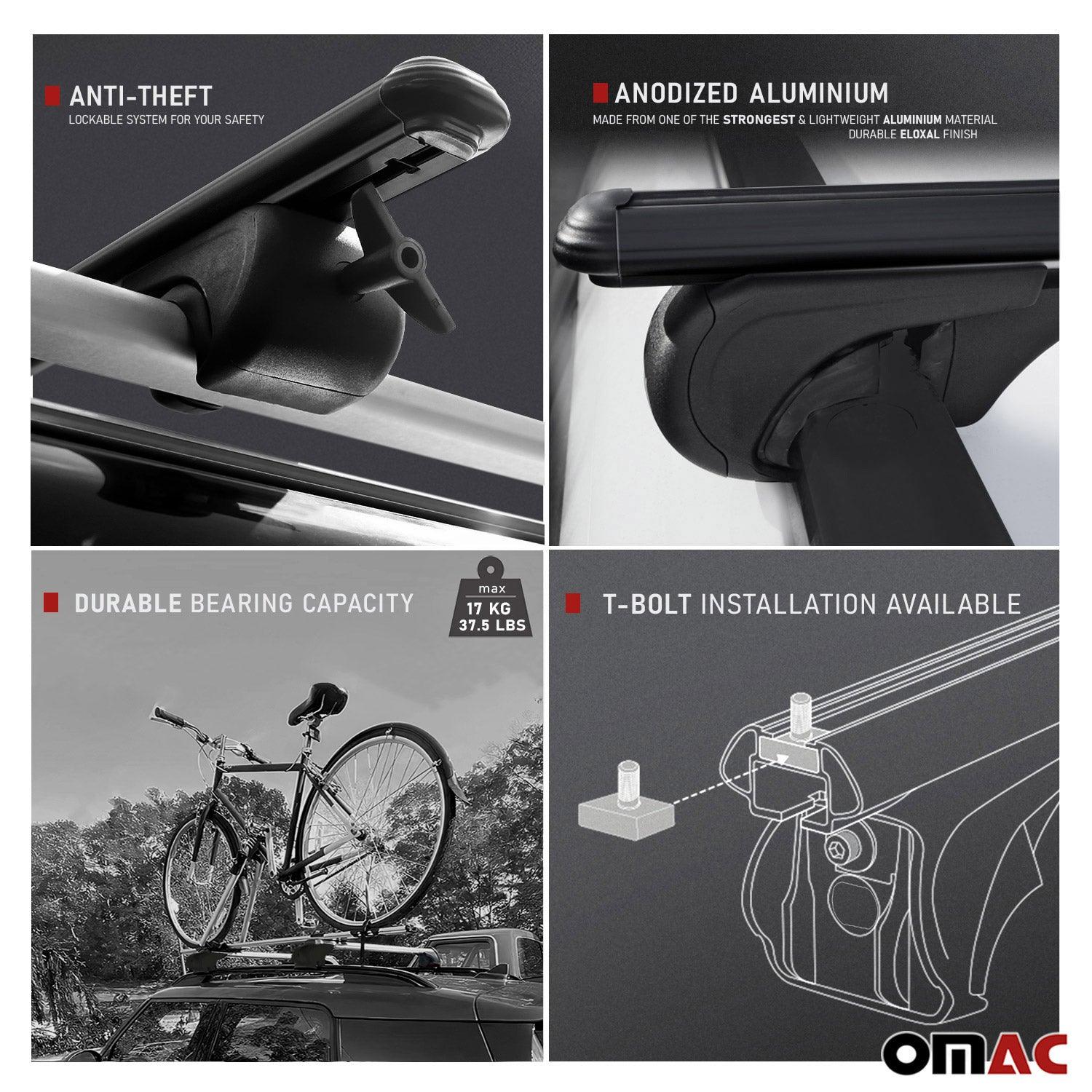 2010-2014 Subaru Outback Bike Rack Carrier Roof Racks Set Black 3Pcs - Image 3
