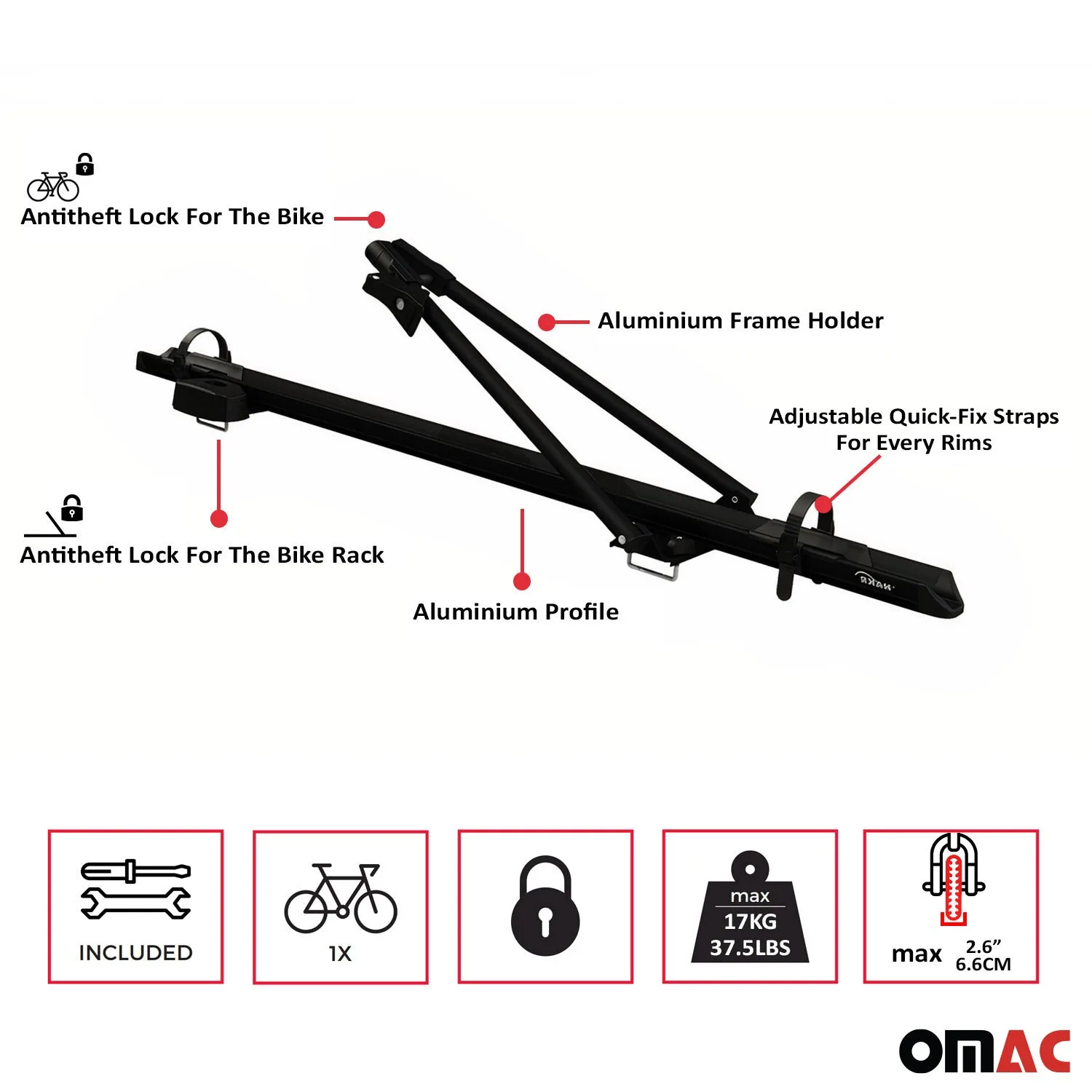 1999-2006 Toyota Yaris Bike Rack Carrier Roof Racks Set Black 3Pcs - Image 5