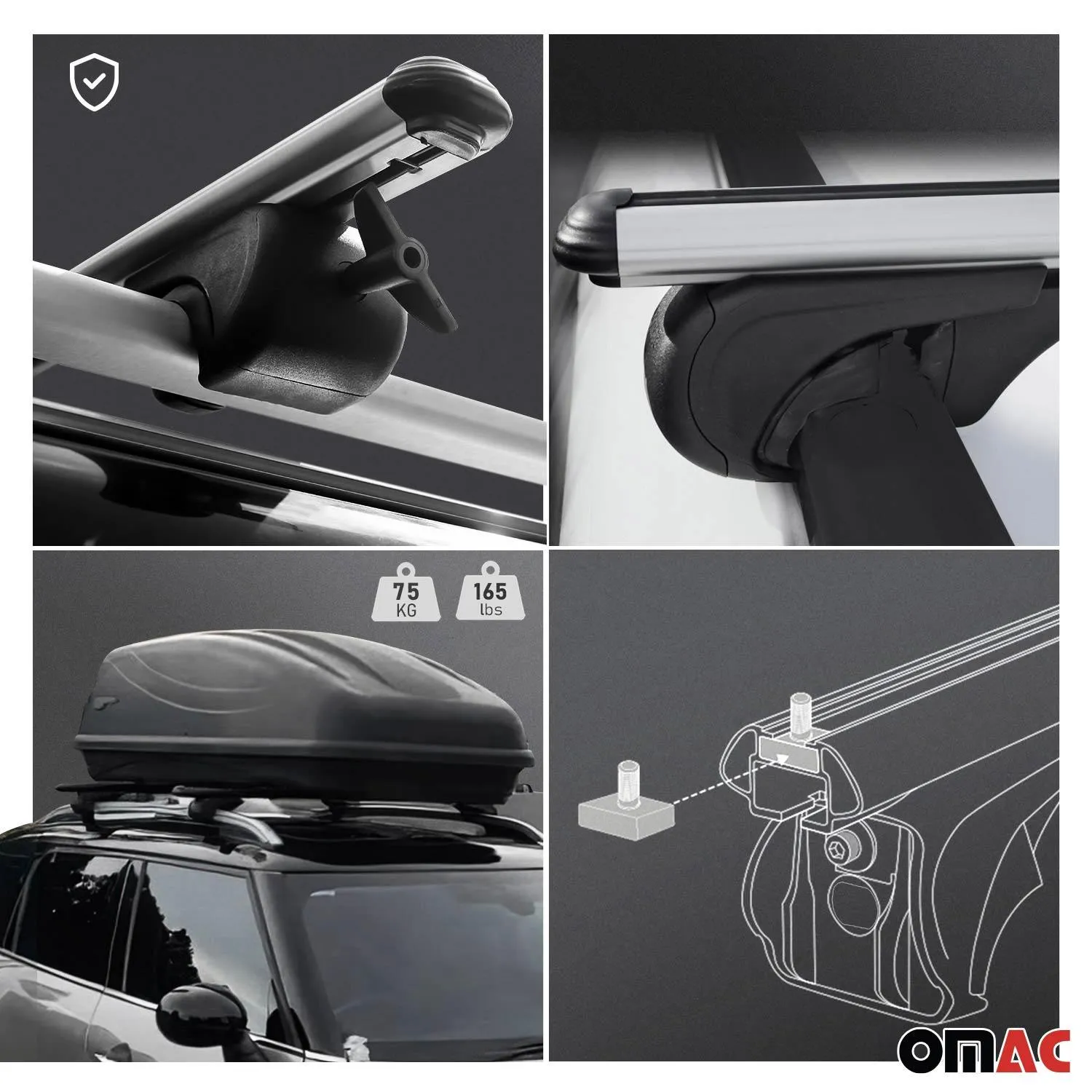 Cross Bar Pro Bike Carrier Set Roof Mount Rack Aluminum 42" Silver - Image 4