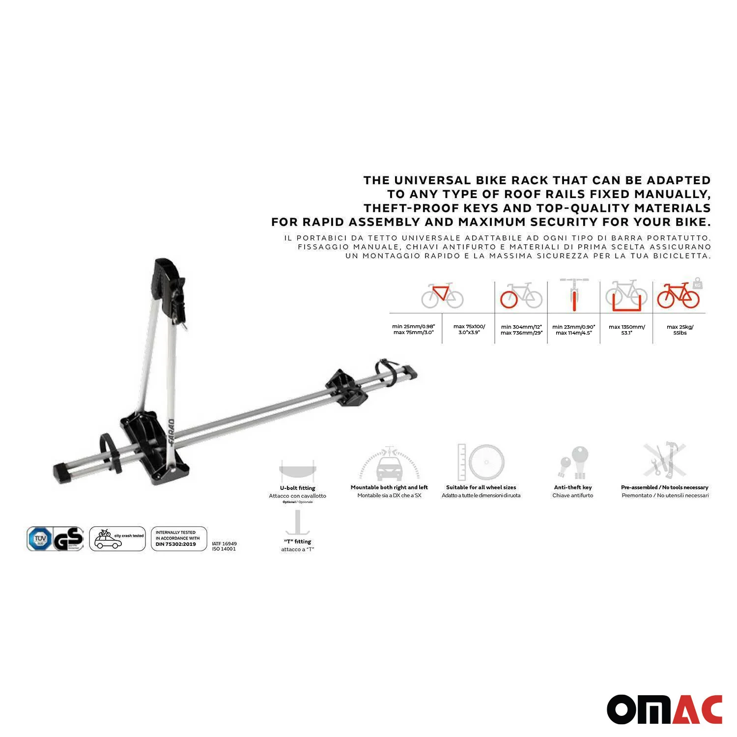 Bike Rack Mount Bicycle Carrier Lightweight Durable Steel Silver - Image 4