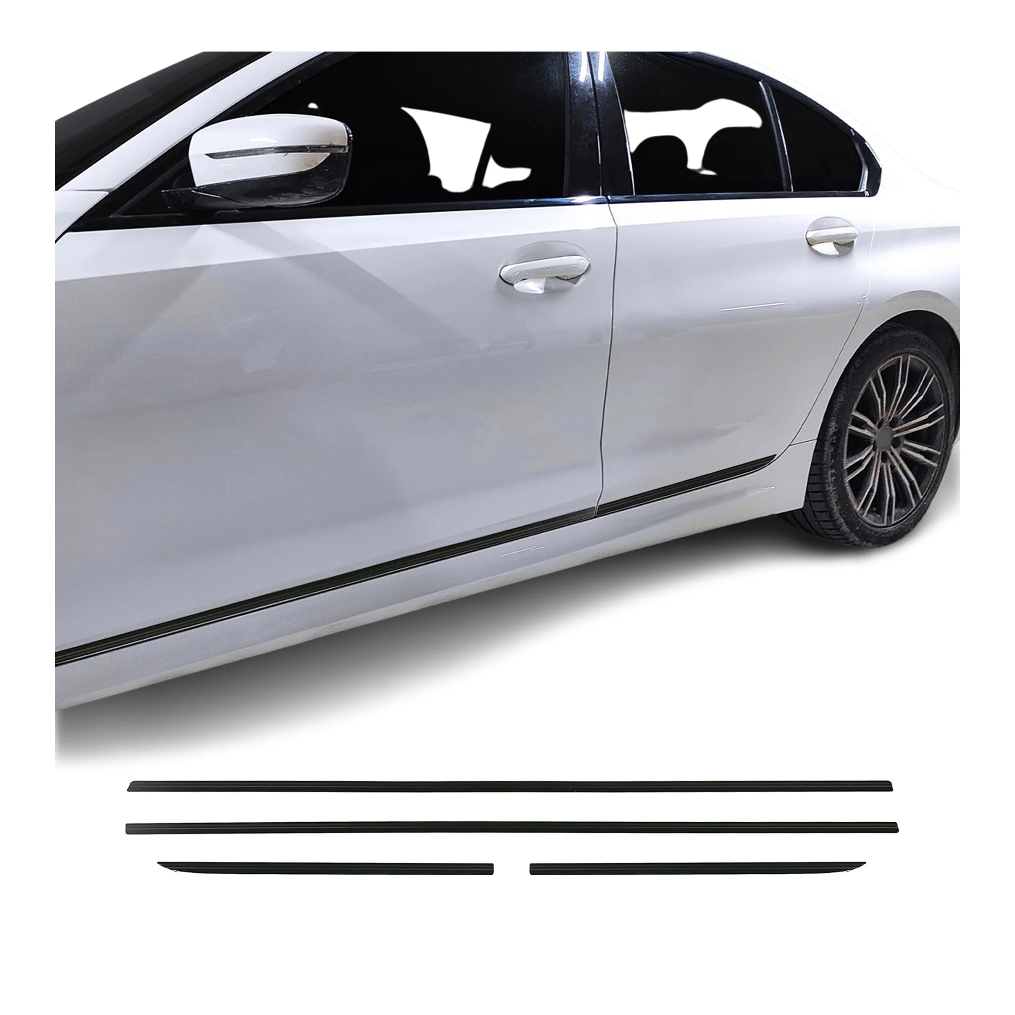 2013-2017 Hyundai Elantra GT Side Door Molding Trim Skirt Garnish Black 4Pcs