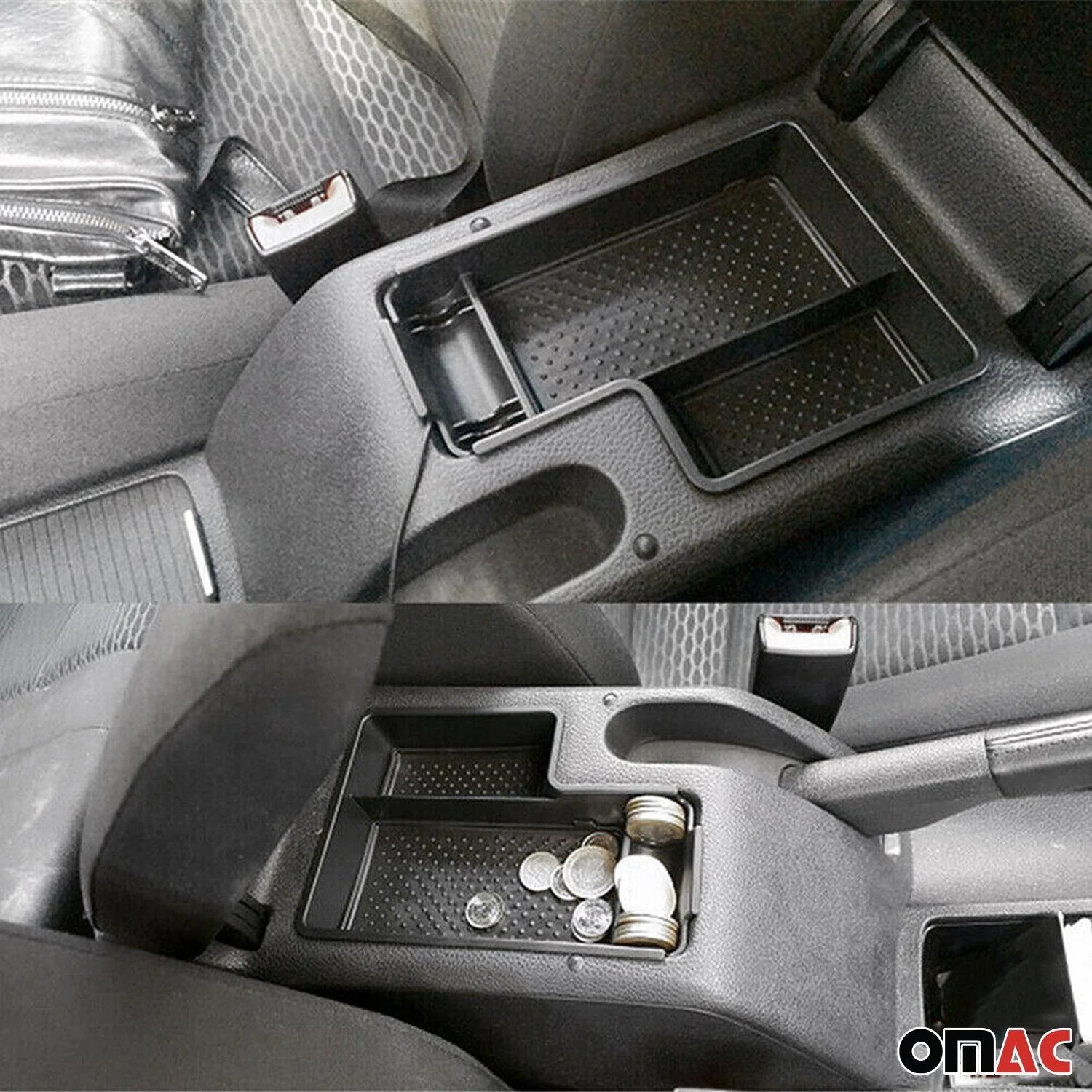 2010-2014 VW Golf Mk6 Center Console Armrest Storage Tray Black 1Pc - Image 2
