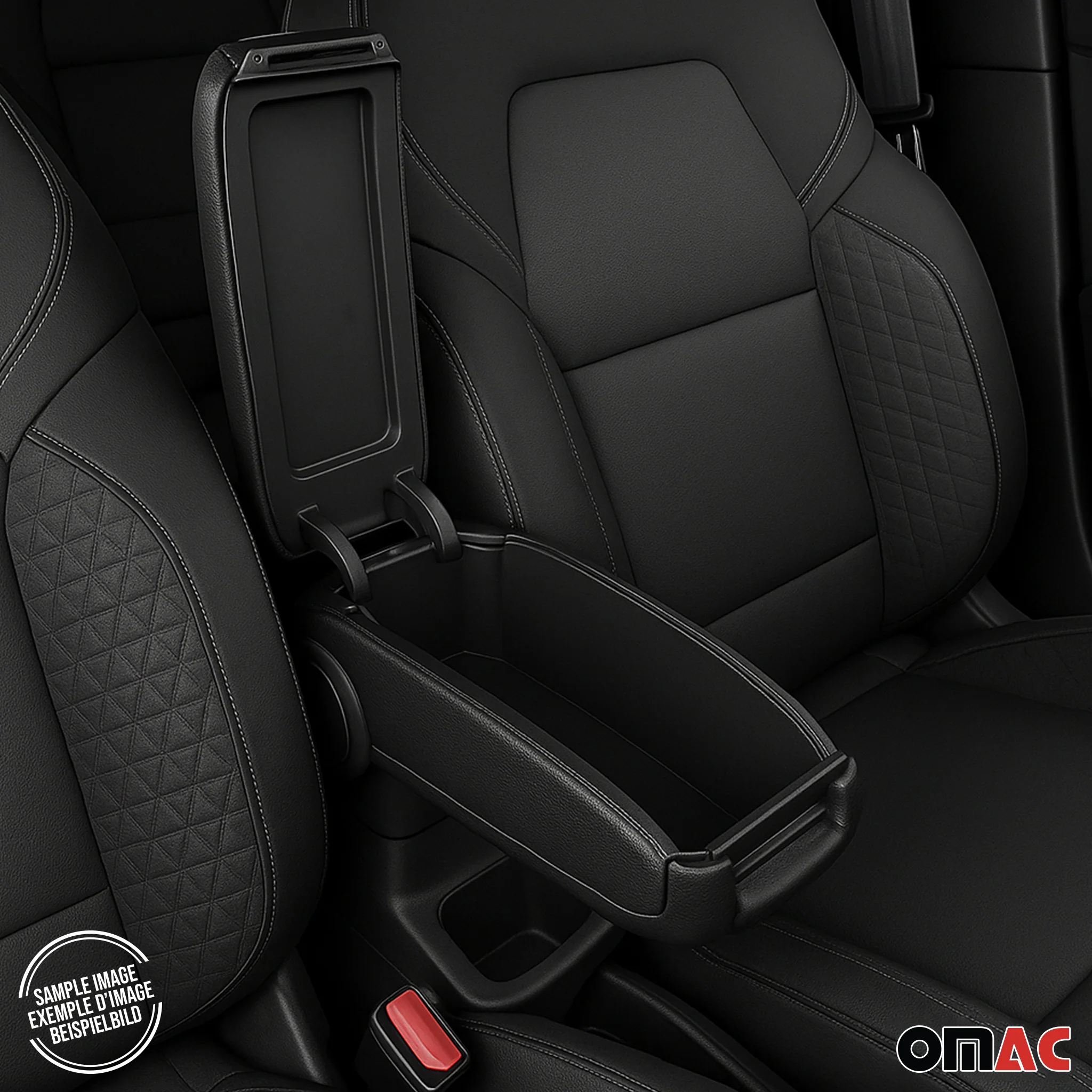 2011-2019 Ford Fiesta Black Center Console Armrest Plastic PU Leather 1Pc - Image 7