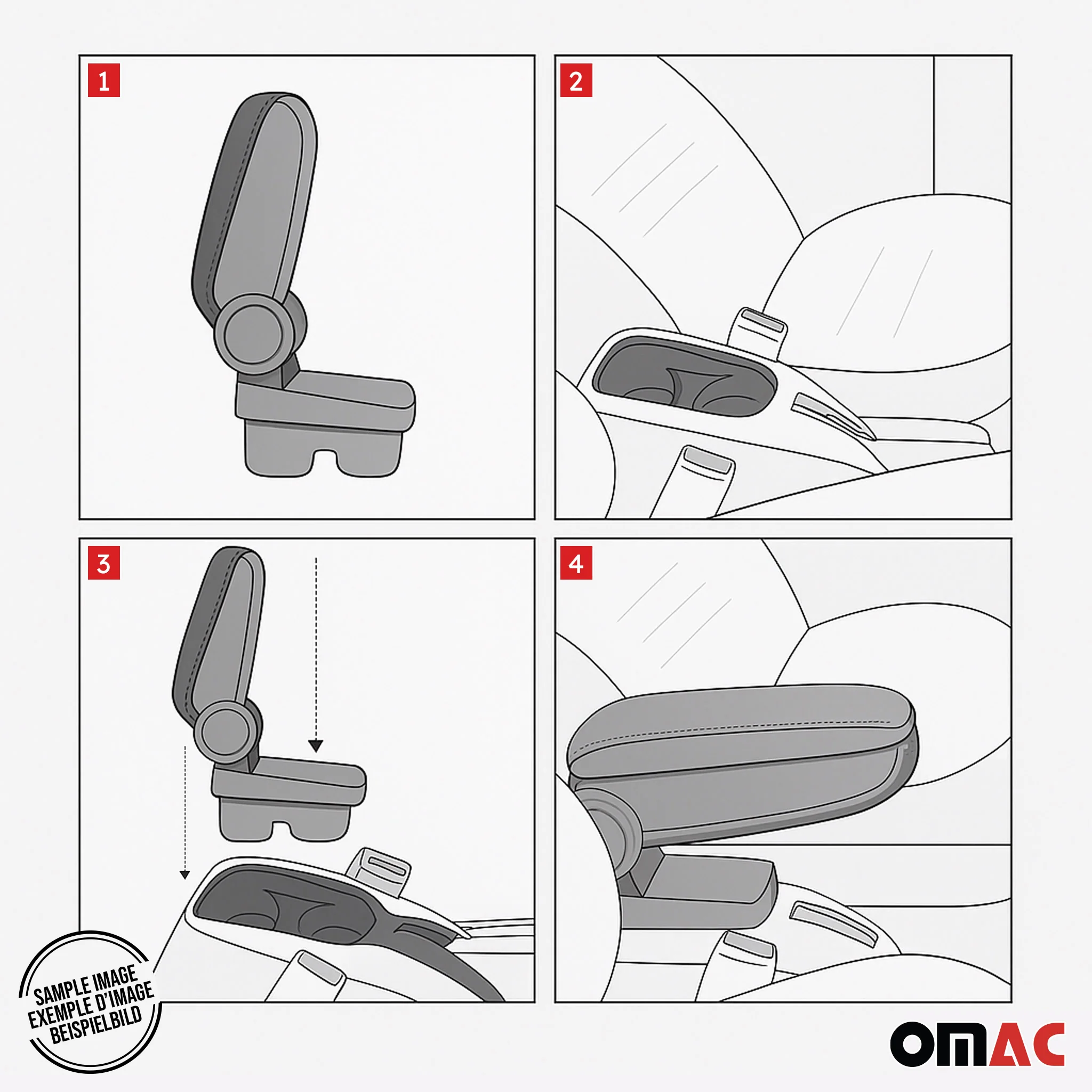 2011-2019 Ford Fiesta Black Center Console Armrest Plastic PU Leather 1Pc - Image 9