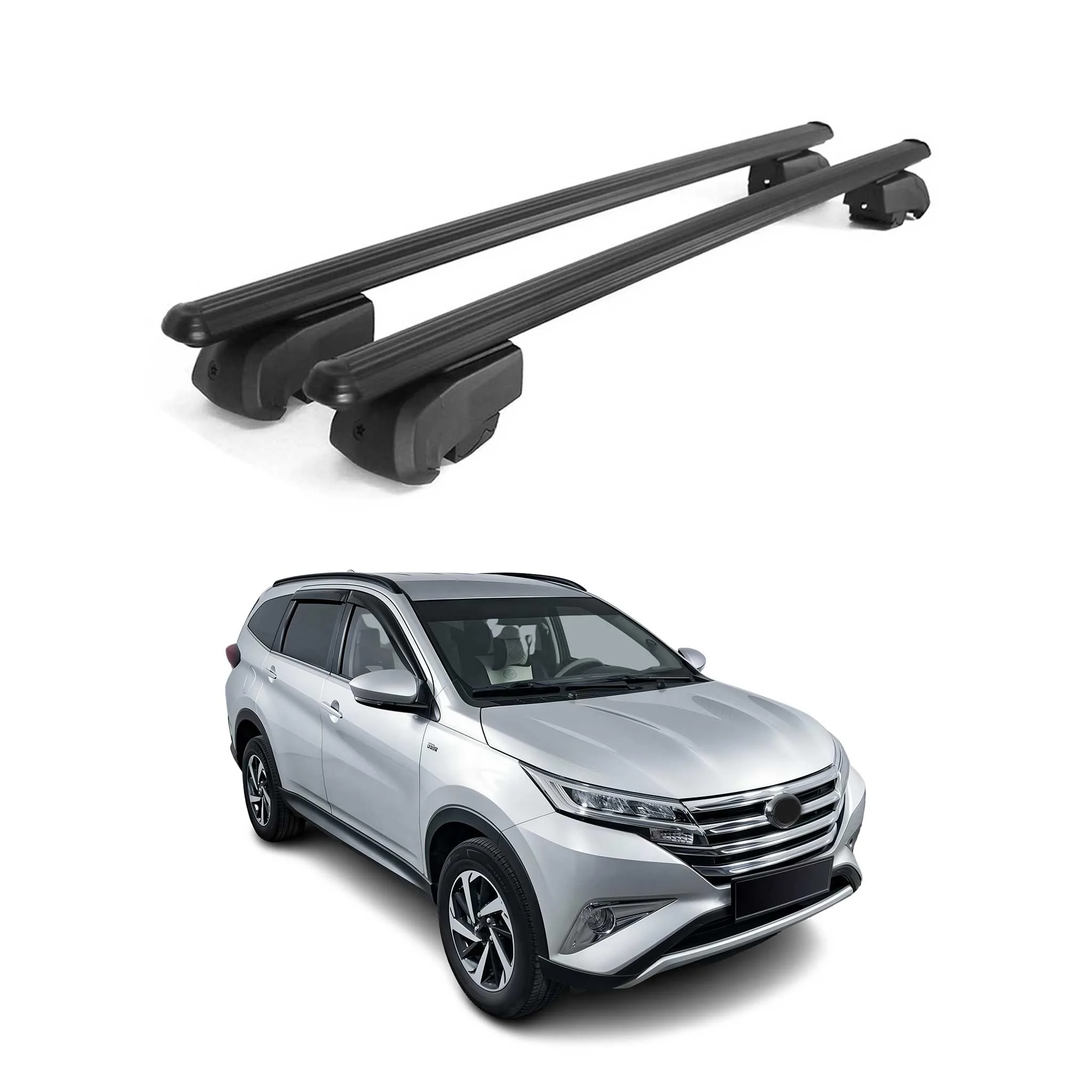 Black Roof Rail Rack Cross Bars 47" Aluminum Luggage Carrier
