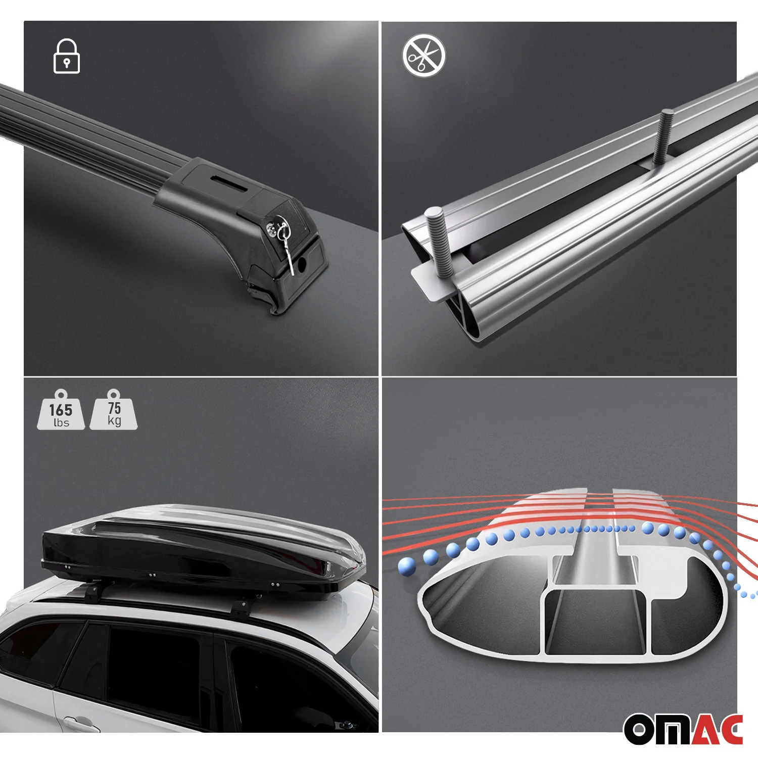 2013-2022 Buick Encore Roof Rack Cross Bars Silver - Image 4