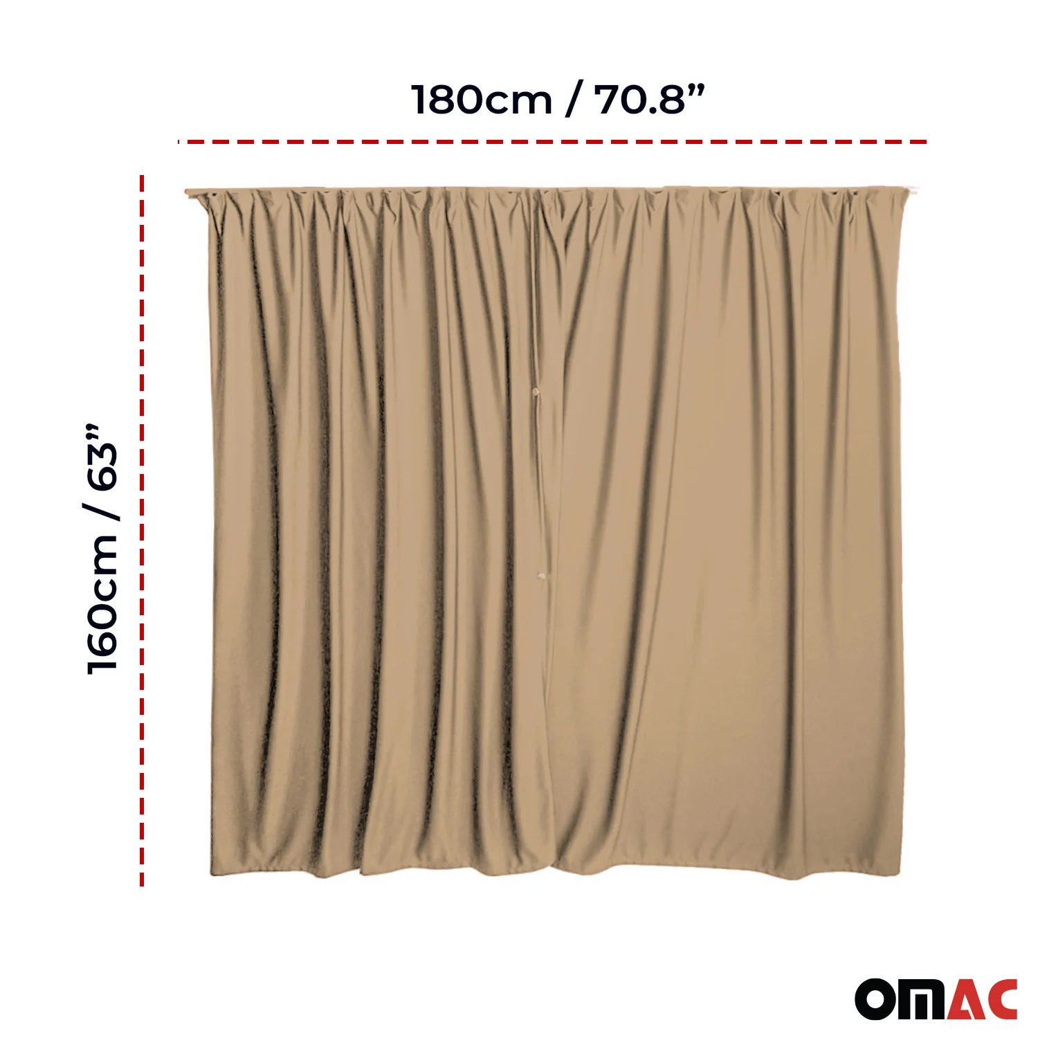 63" x 71" Cab Divider Van Cabin Curtain Campervan Kit Beige - Image 3