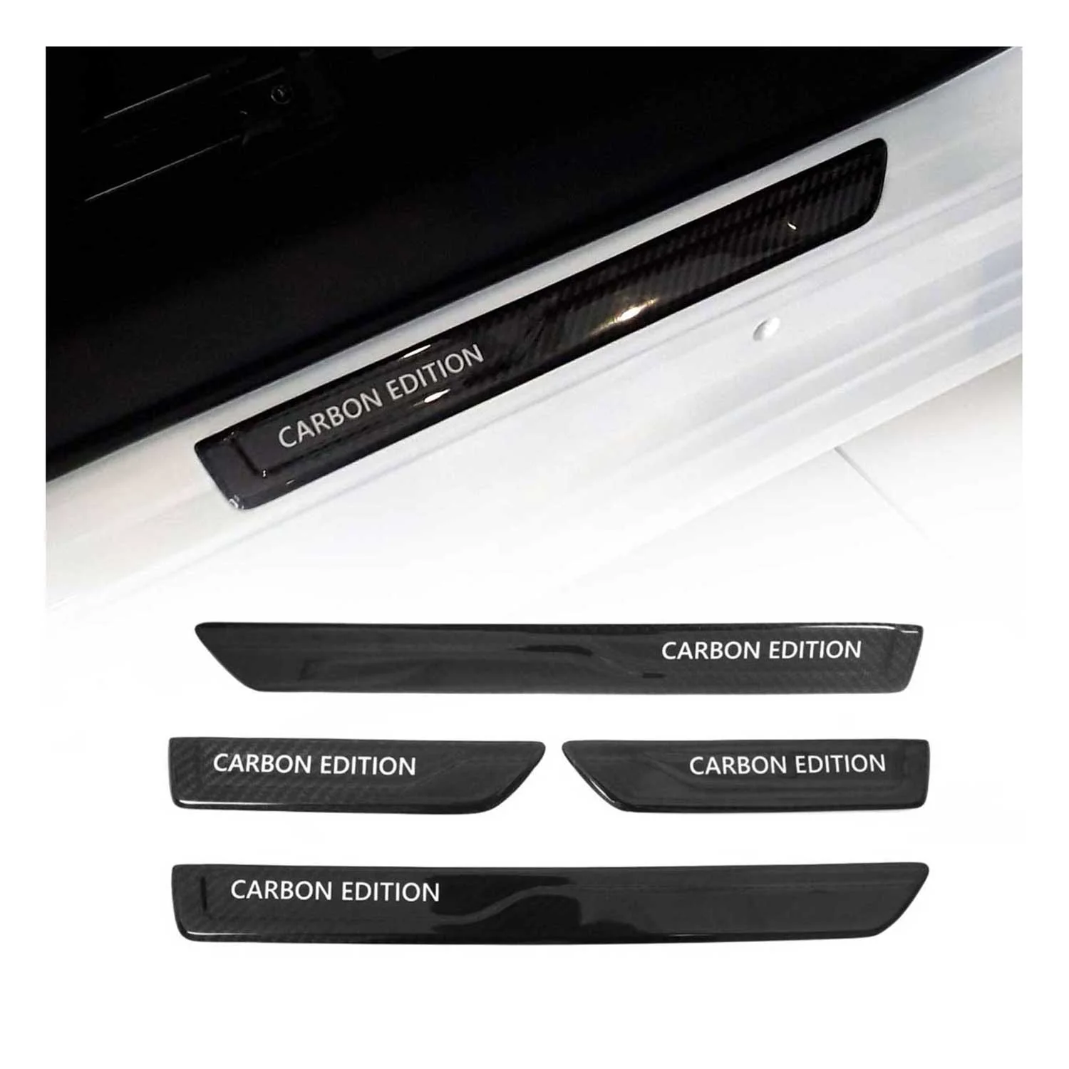 BMW Door Sill Scuff Plate Scratch Protector Carbon Fiber Edition 4 Pcs