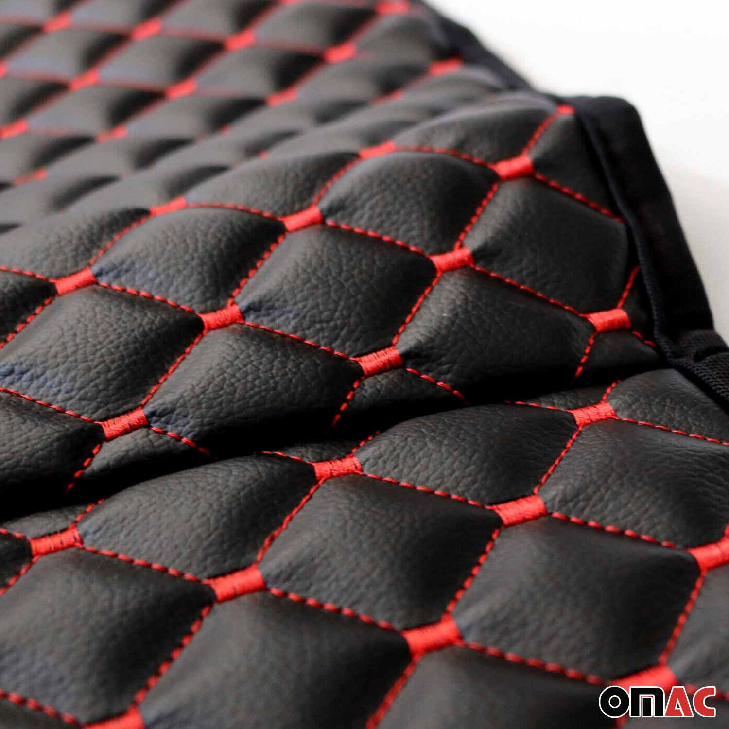 Cadillac Escalade Leather Breathable Front Seat Cover Pads Black Red 1Pc - Image 4