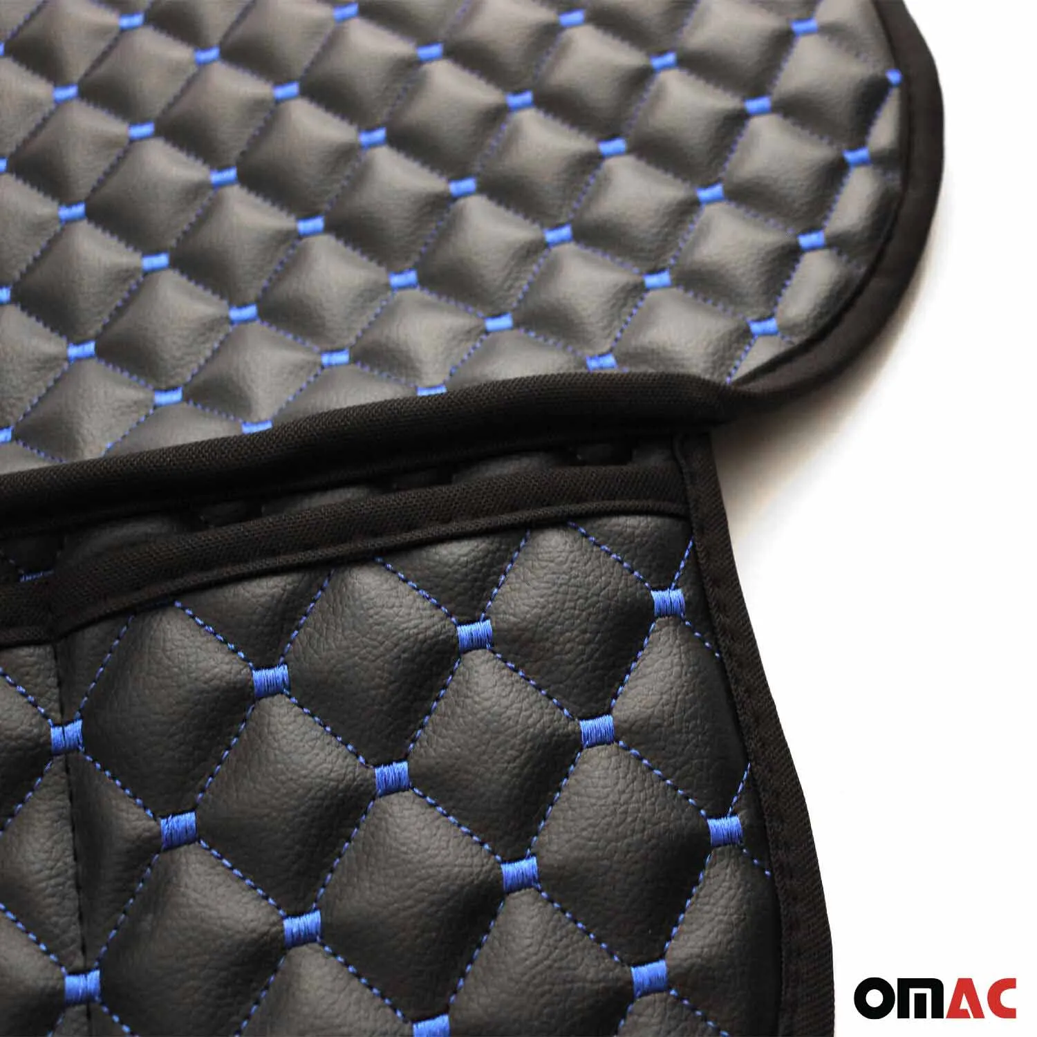 Dodge Leather Breathable Front Seat Cover Pads Black Blue 1Pc - Image 3